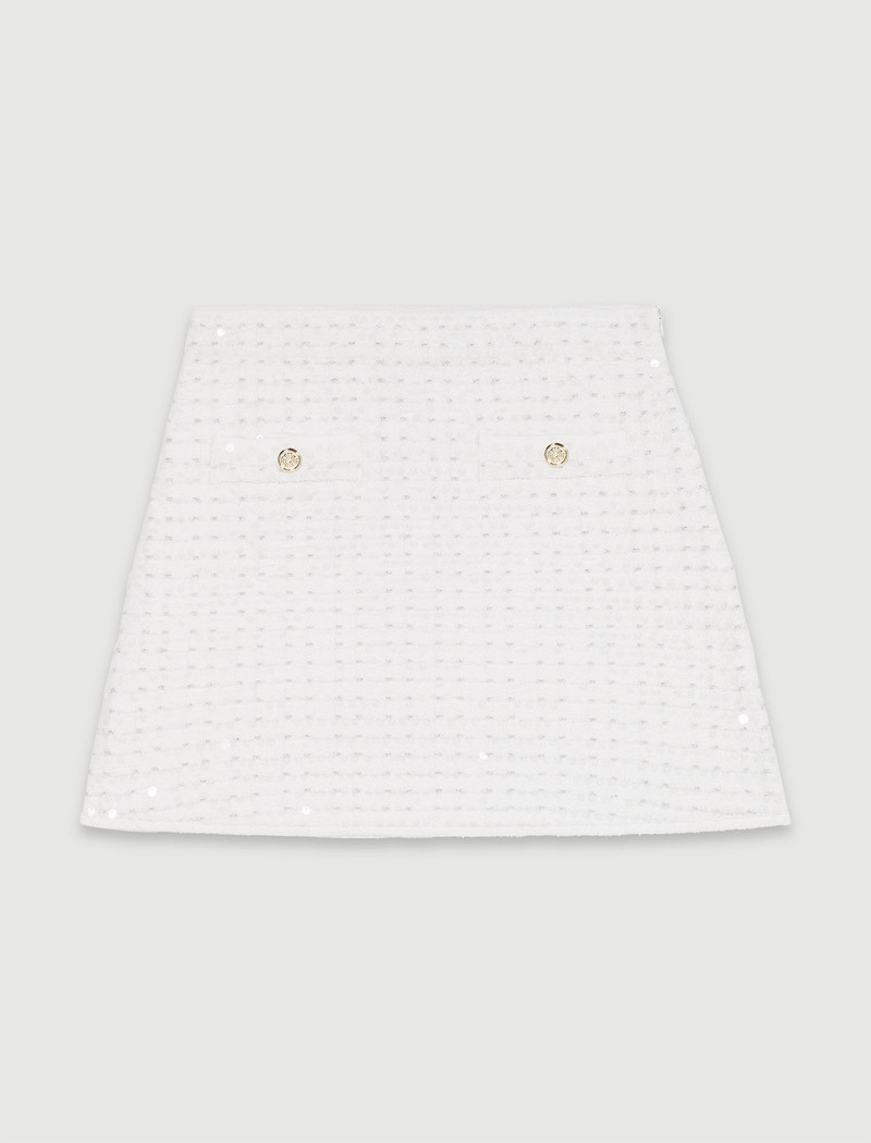 Short sequinned knit skirt - 1