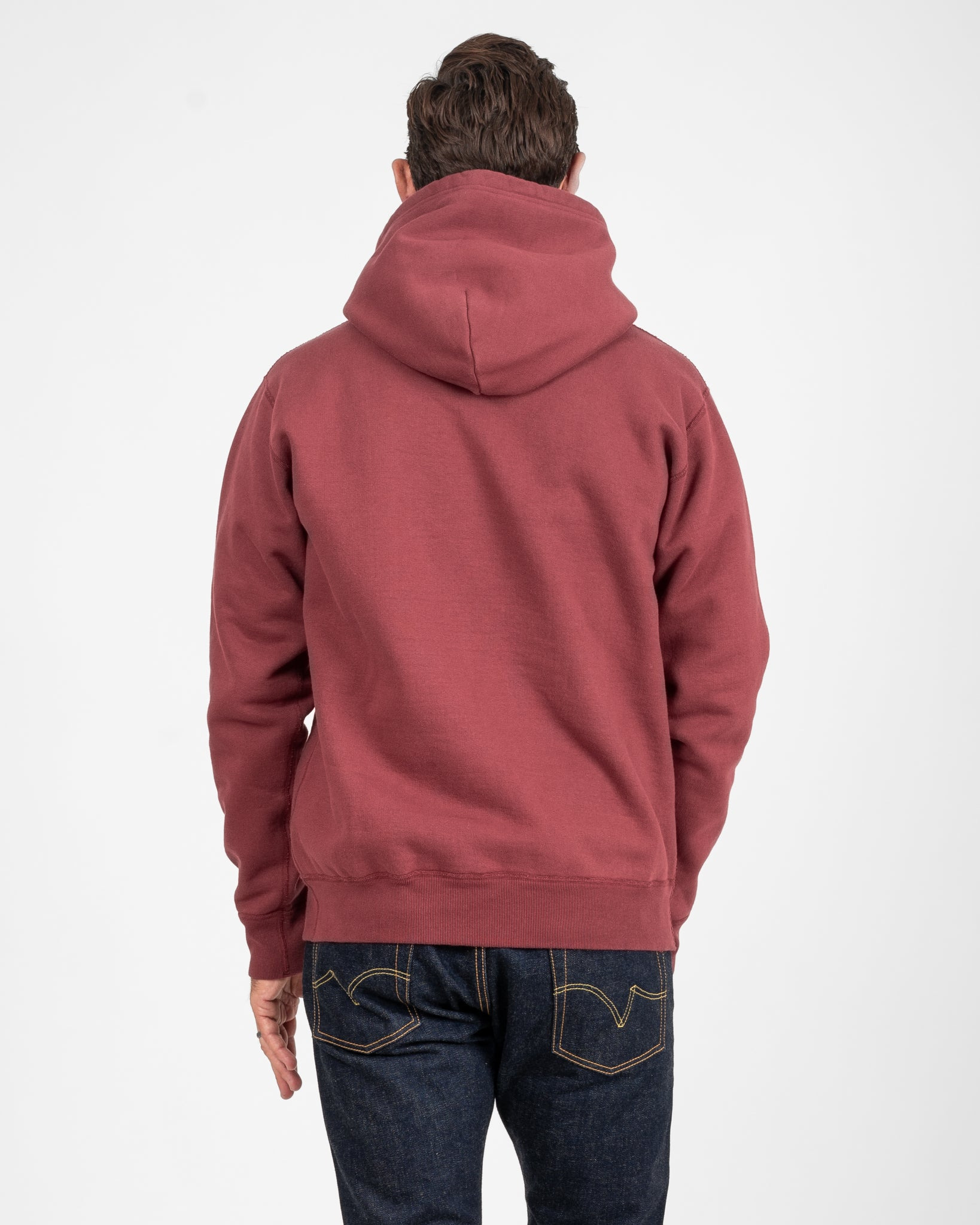 IHSW-49-BUR 14oz Ultra Heavyweight Loopwheel Cotton Hoodie - Burgundy - 3