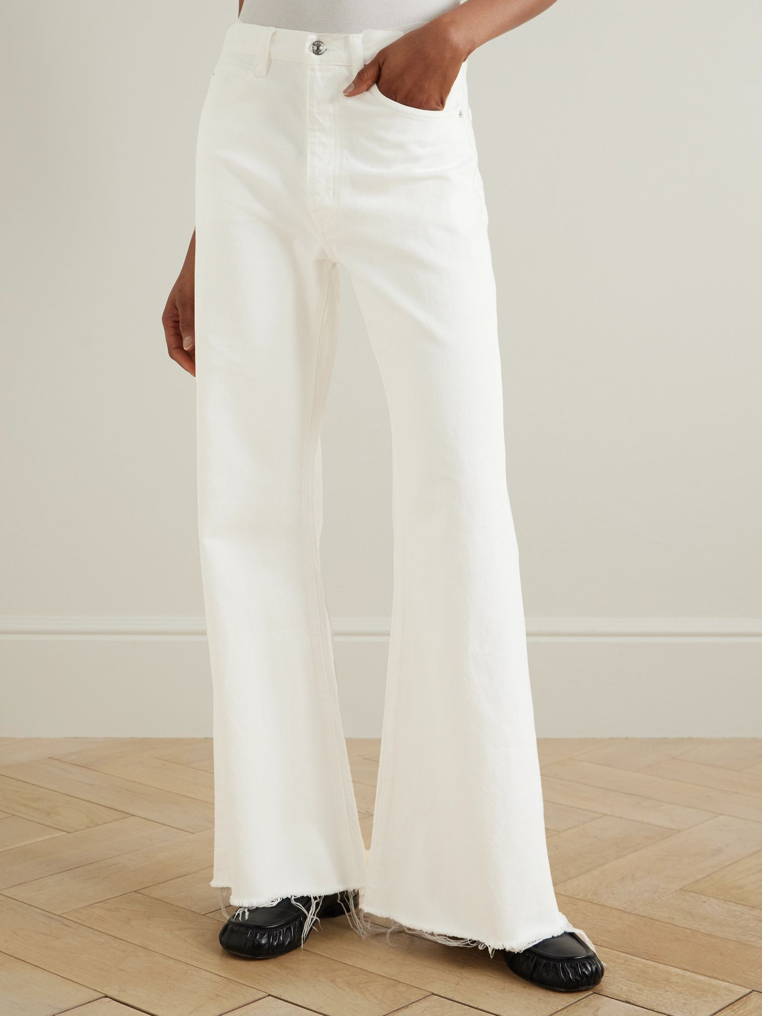 The Lax distressed mid-rise flared jeans White - 3
