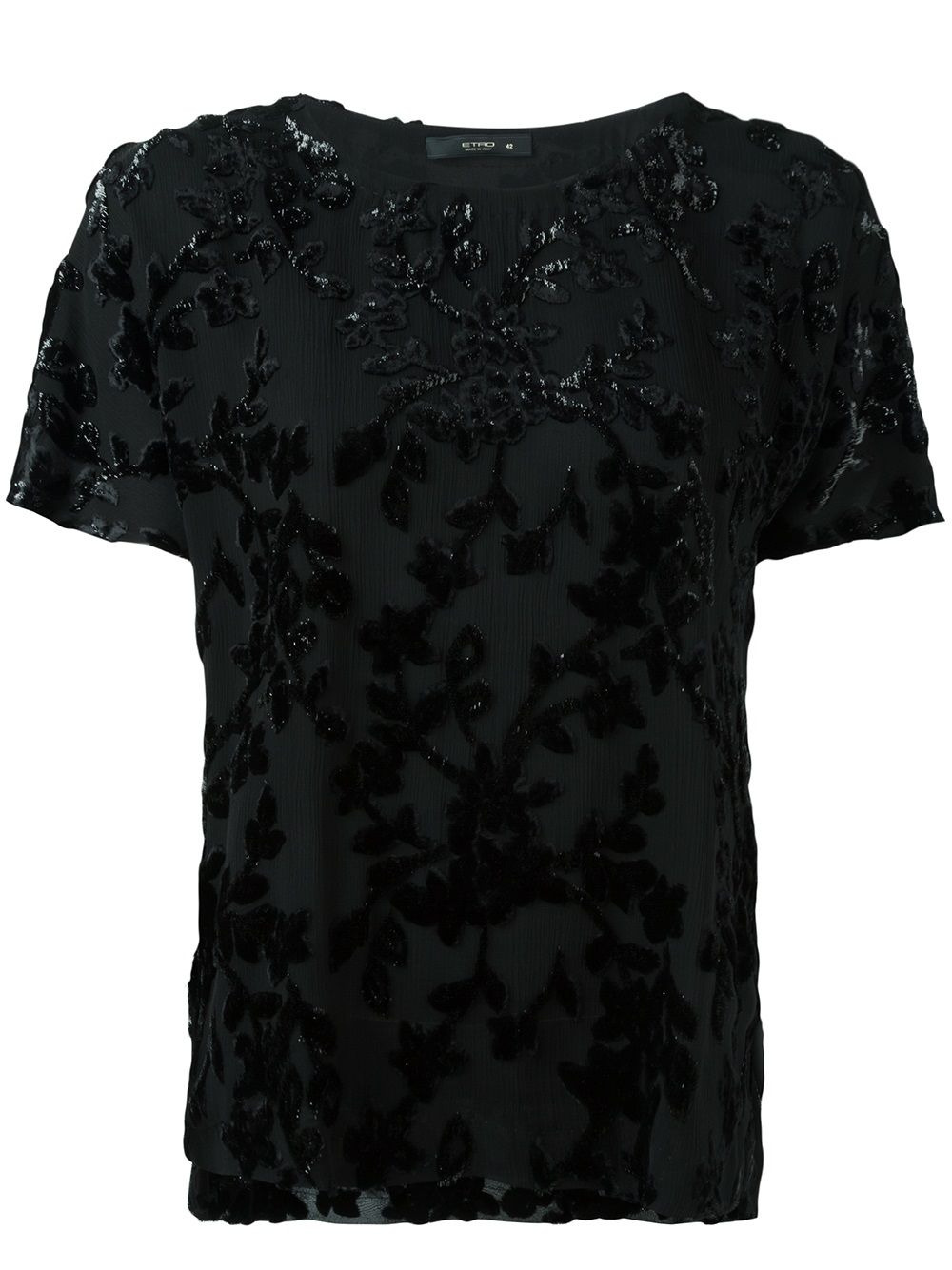 velvet appliqué detail blouse - 1