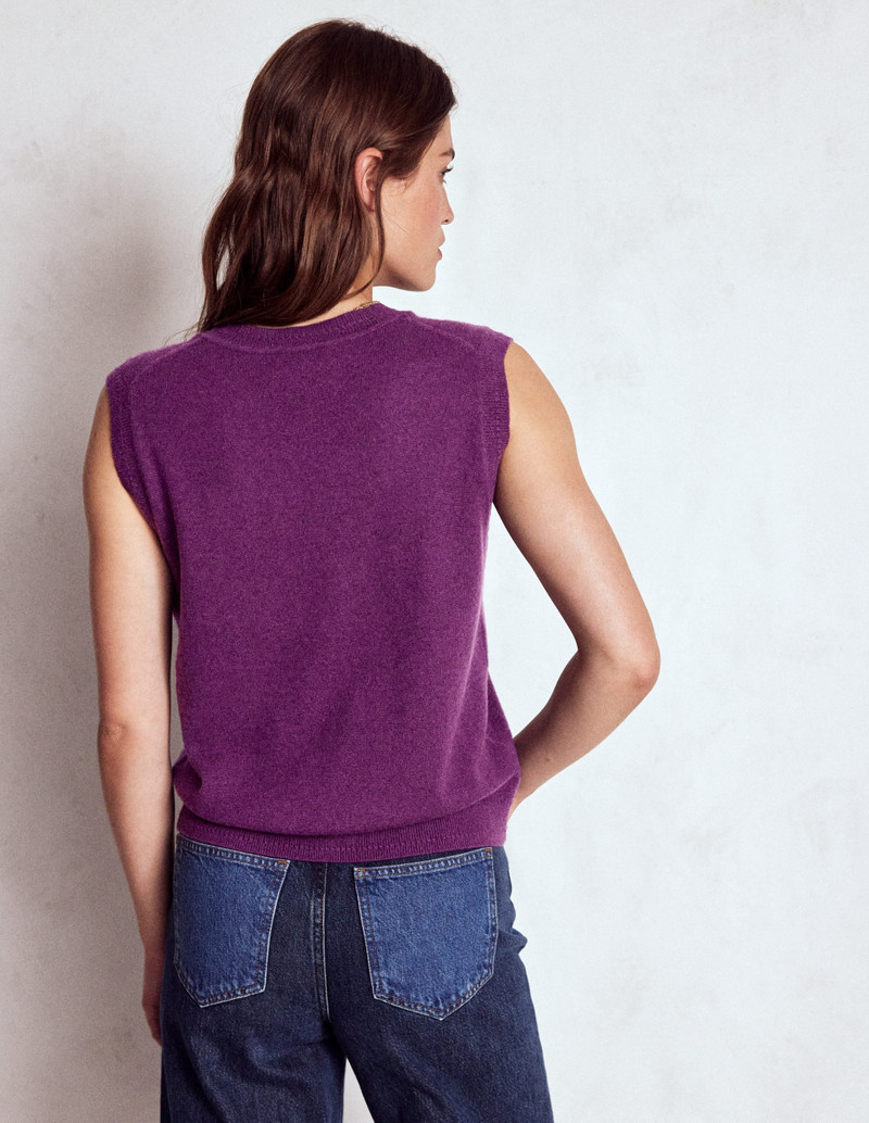 Eva Cashmere Vest-Plum Melange 4