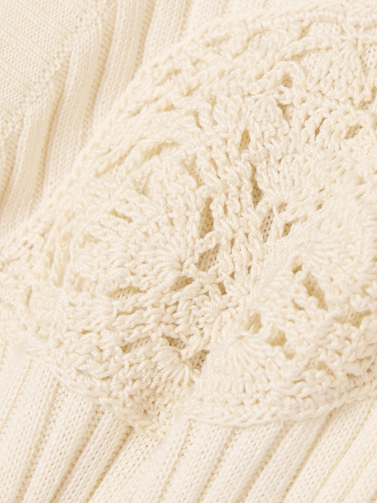 Crochet-trimmed Ribbed Cotton Cardigan - 4