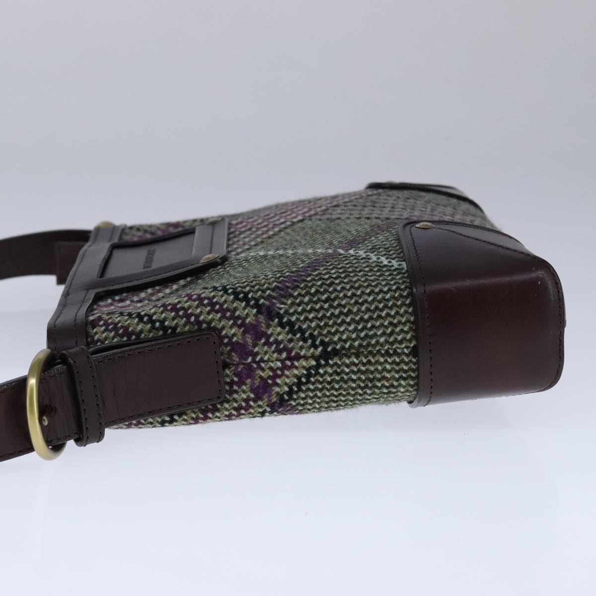 Burberry Nova Check Shoulder Bag Wool Green Brown Gold - 4