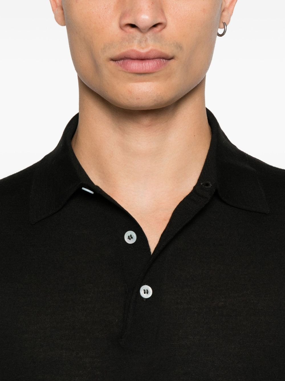 long-sleeve wool polo shirt - 5