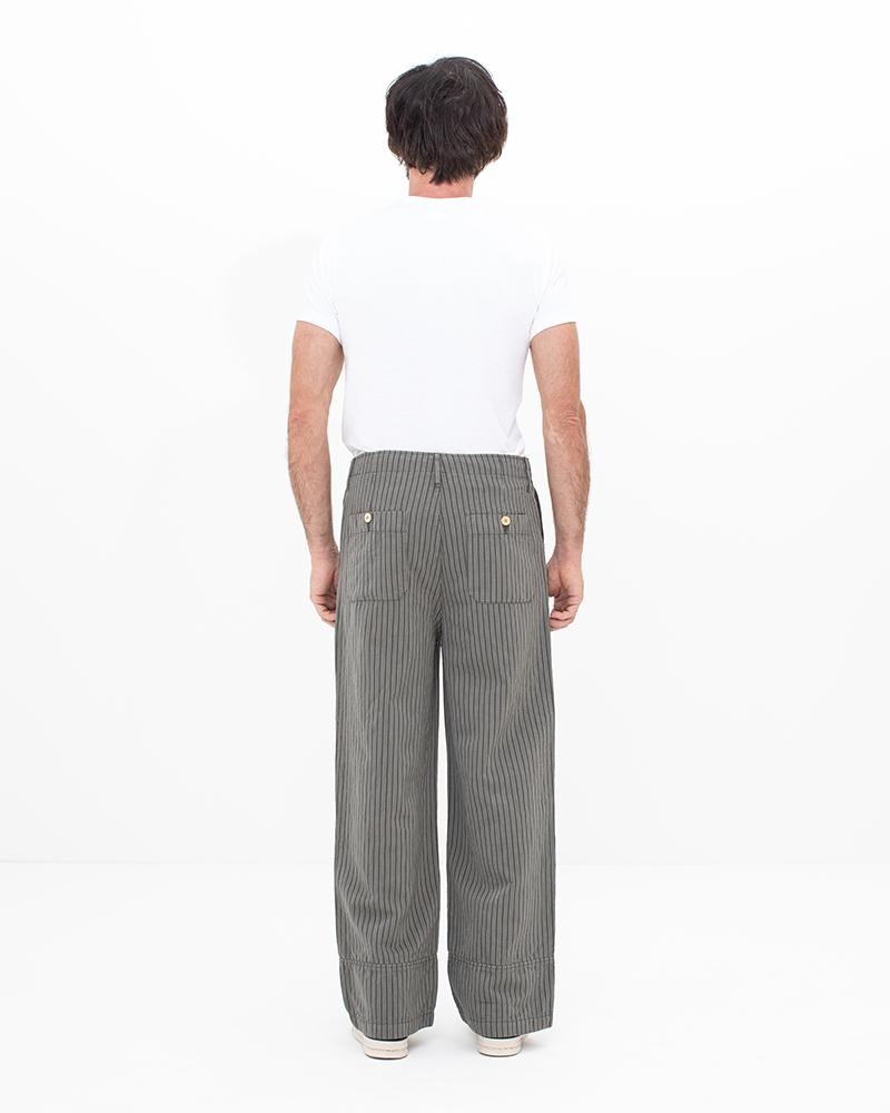 EX WIDE CHINO PANTS STRIPE BEIGE - 4