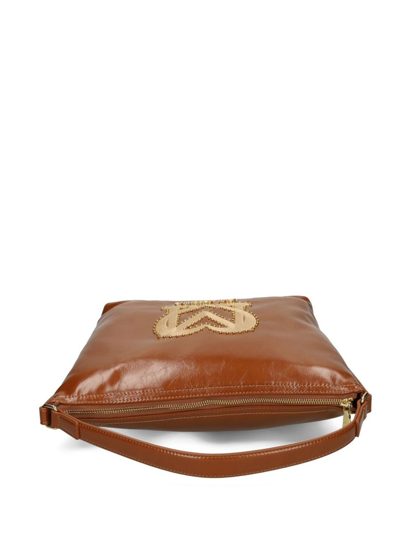 logo-plaque studded shoulder bag 4