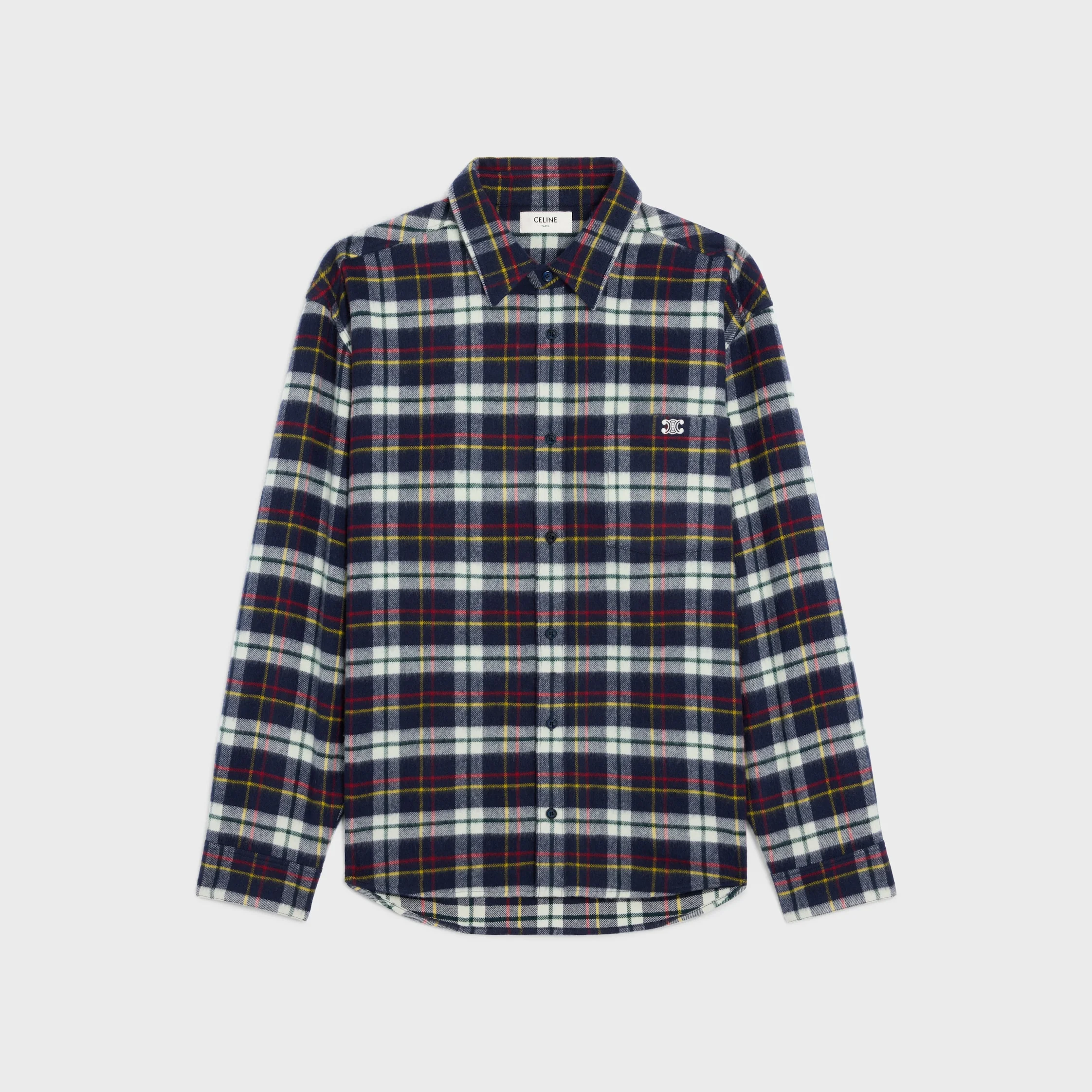 relaxed shirt IN BRUSHED CHECKED WOOL - 1