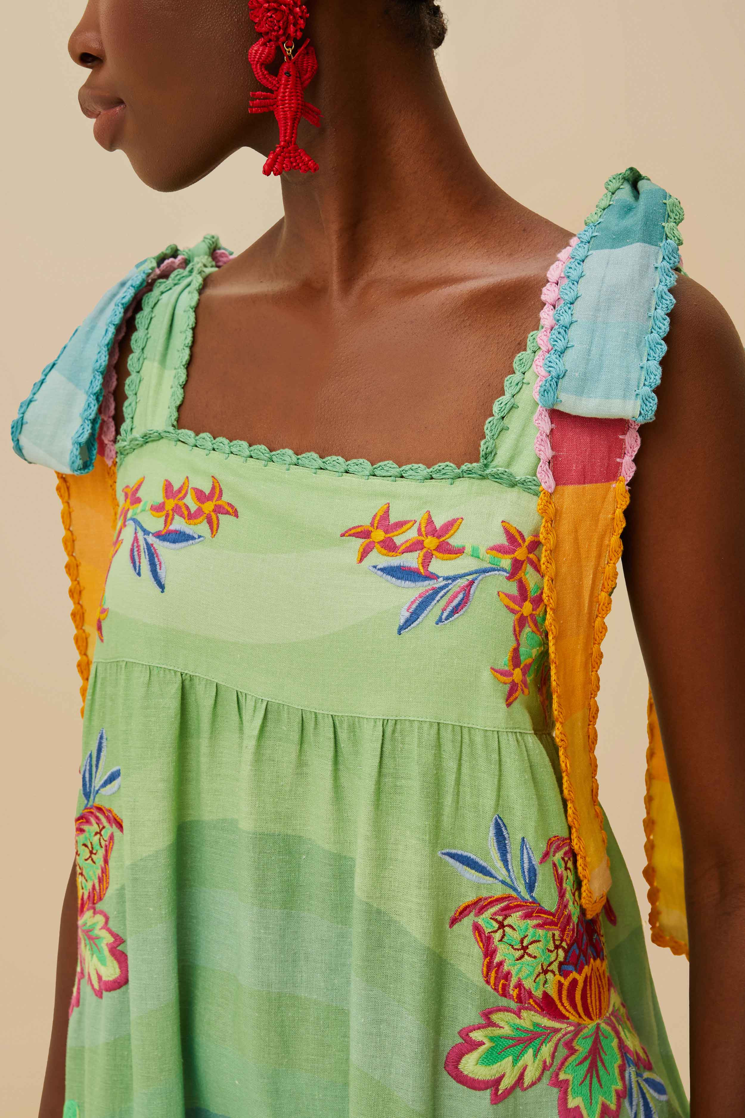 Multicolor Aura Floral Embroidered Euroflax™ Premium Linen Maxi Dress - 3