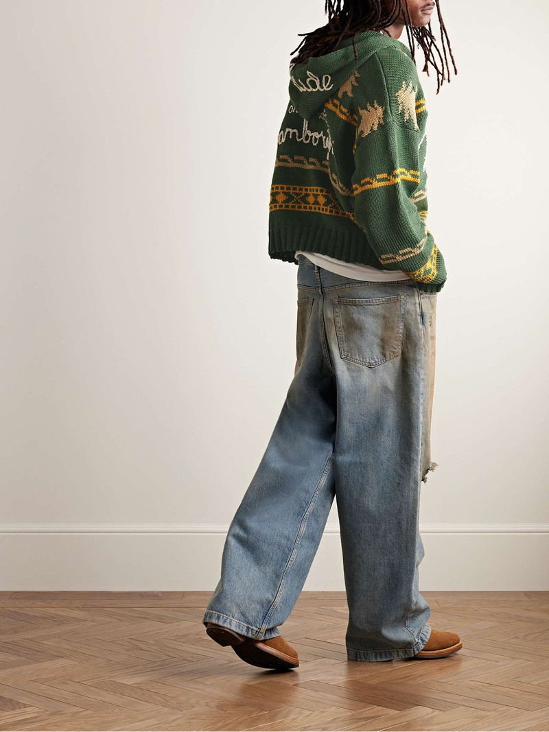 Rhude + Automobili Lamborghini Cotton-Blend Jacquard Hooded Zip-Up Cardigan outlook