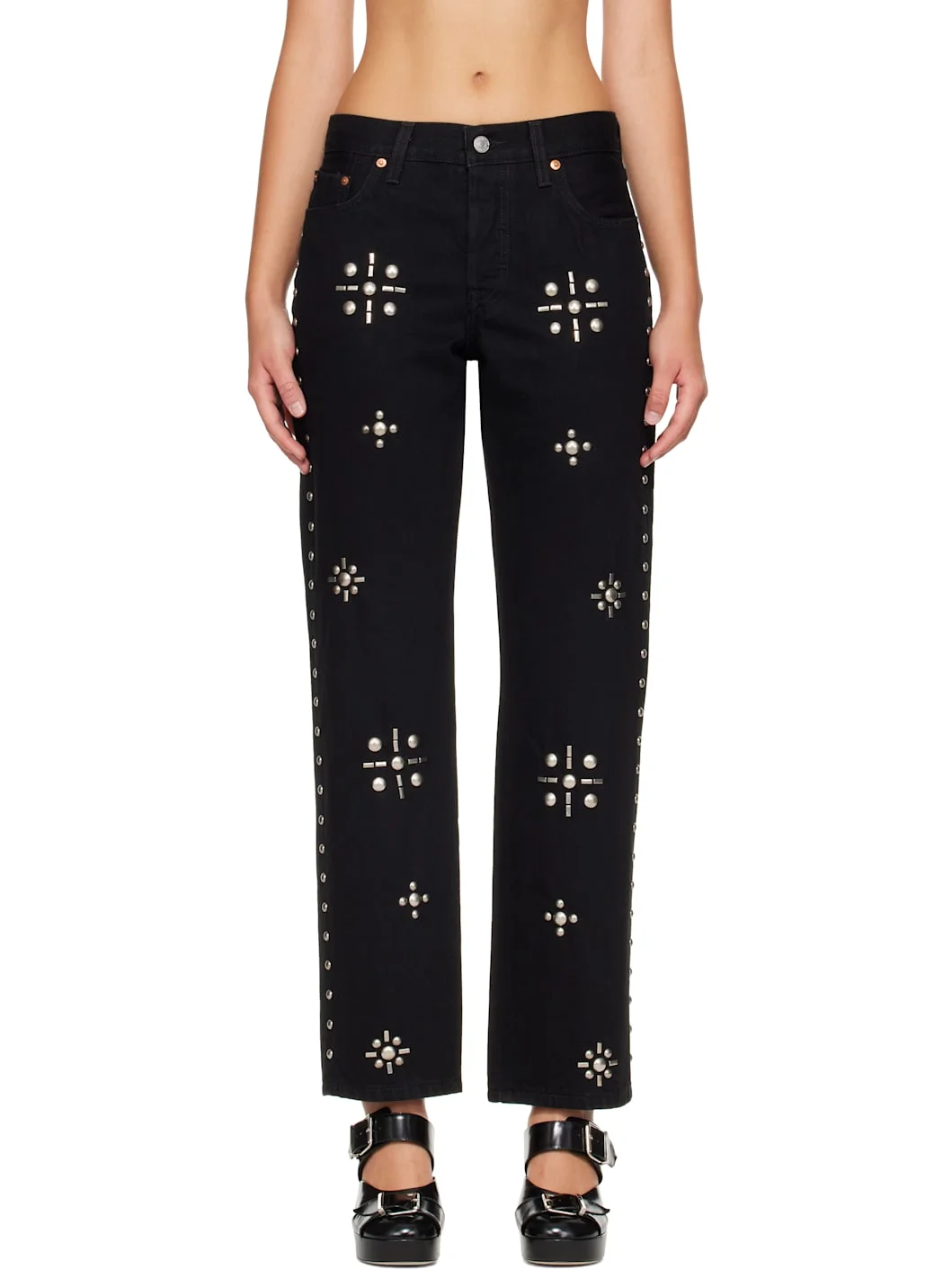 Black Studded Jeans - 1