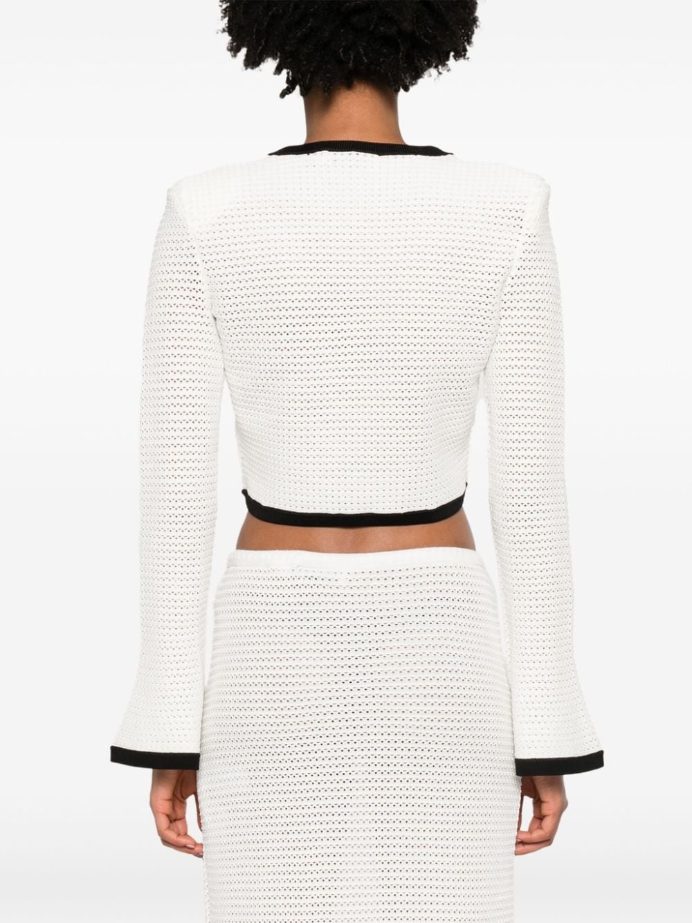 pointelle-knit cropped cardigan - 4