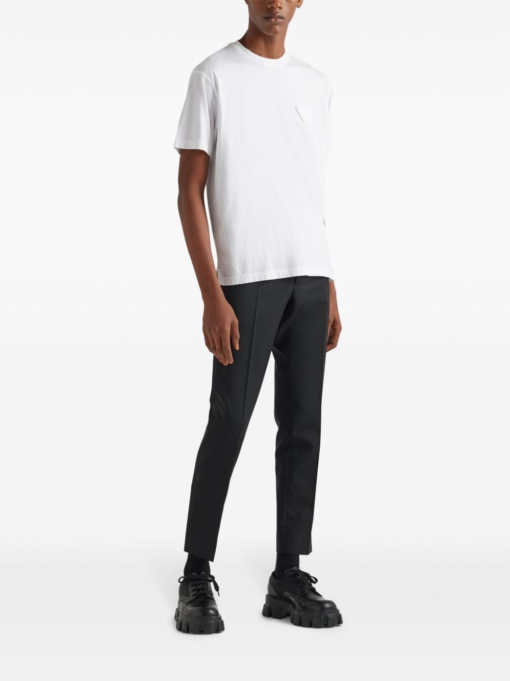 triangle-logo cotton T-shirt - 2