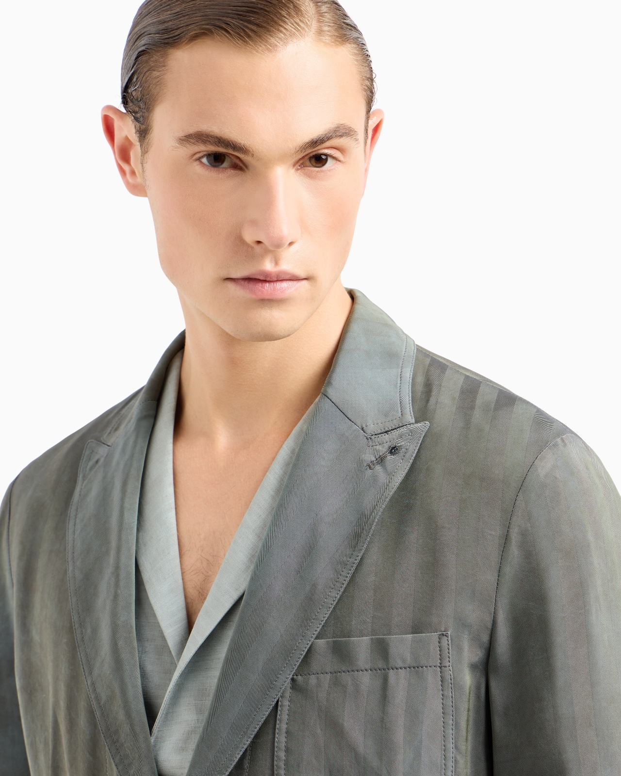 SINGLE-BREASTED JACKET IN IRIDESCENT VISCOSE - 5