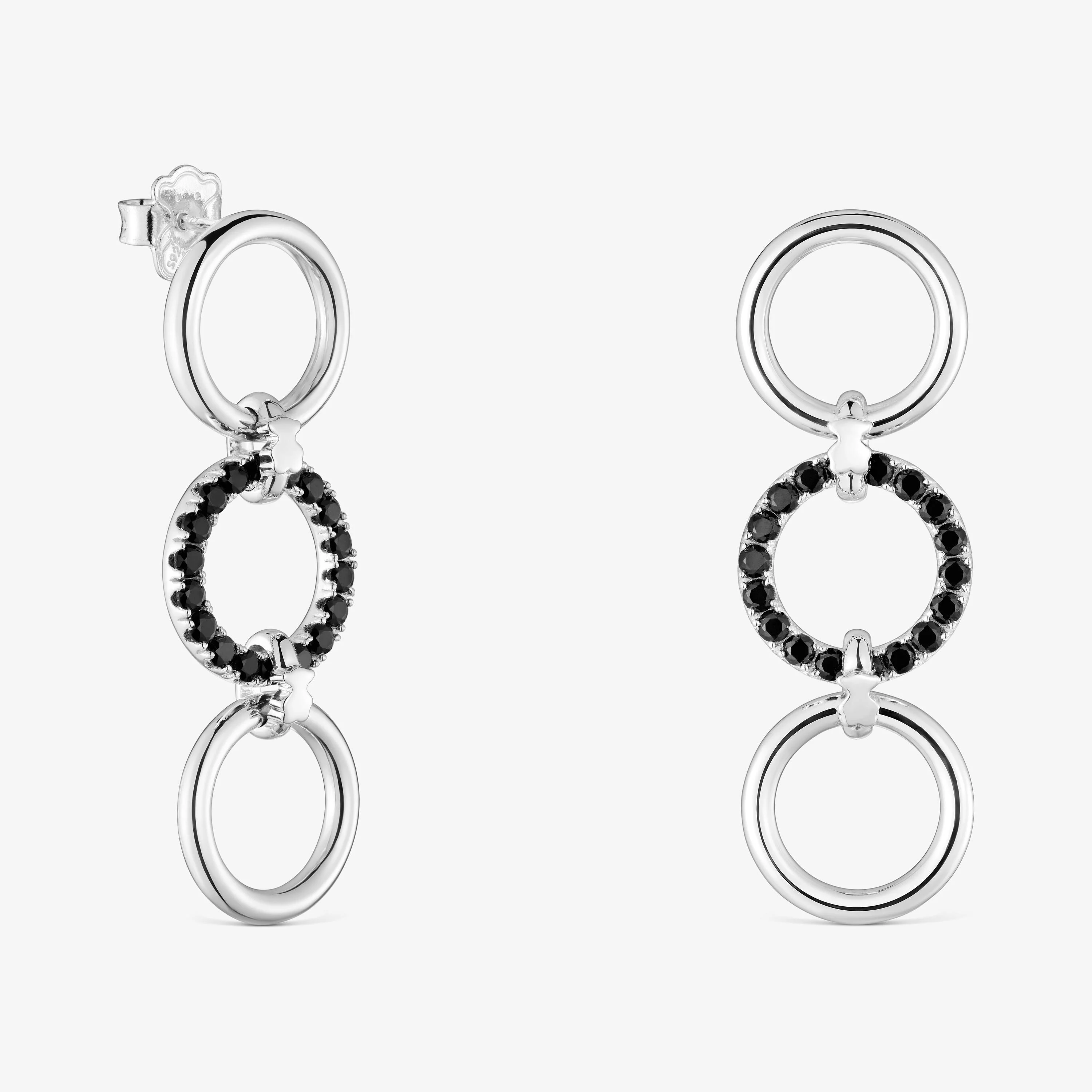 Long silver Earrings with black spinel TOUS Straight - 1