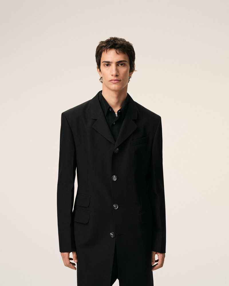 BLACK NEW WOOL STRAIGHT SIMPLE BREASTED COAT 3