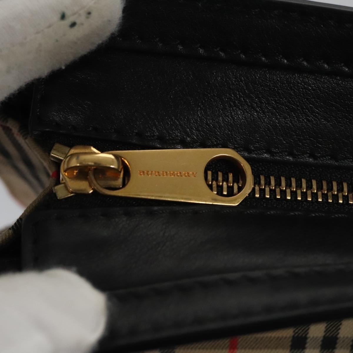 Burberry Nova Check Tote Bag Canvas Leather Beige Black Gold - 16