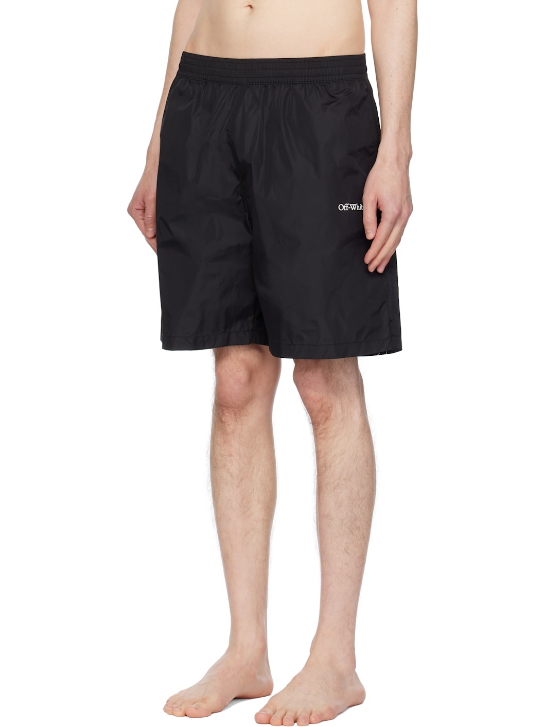 Black Diag Outline Surfer Swim Shorts - 4