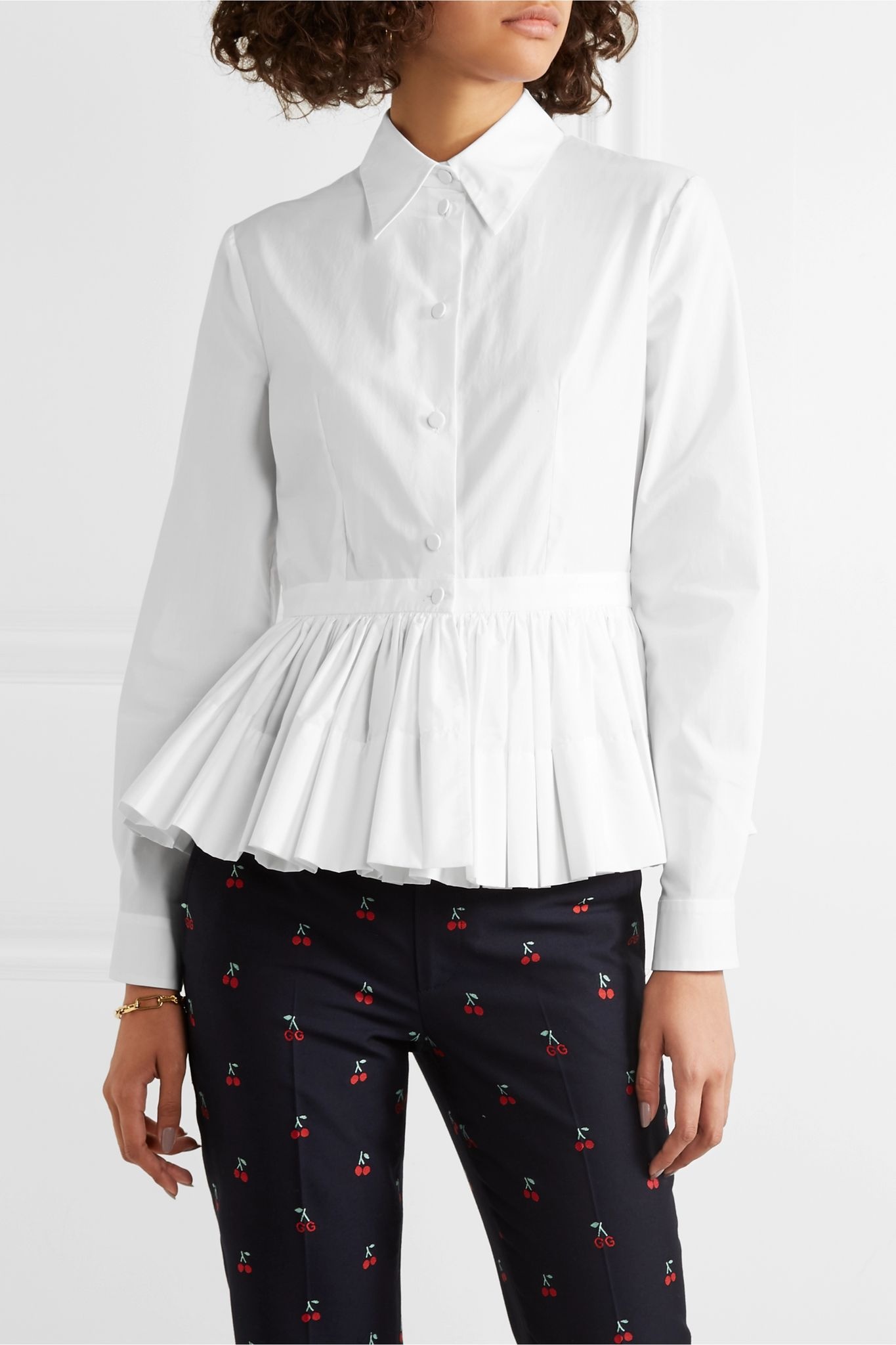 Cotton-poplin peplum shirt  - 3