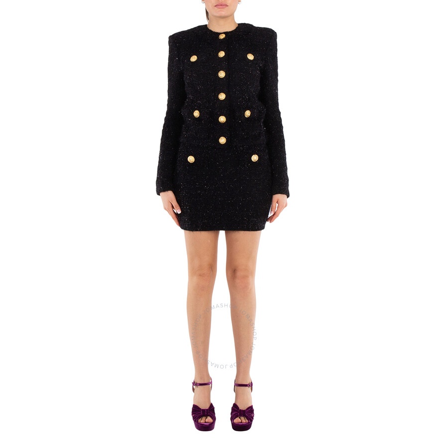 Balmain Button-Fastening Round Neck Tweed Jacket - 4