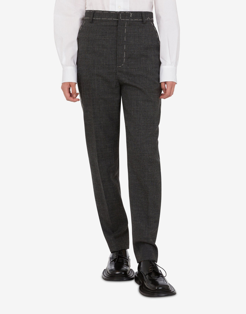 Moschino EMBROIDERED WOOL CANVAS PANTS outlook