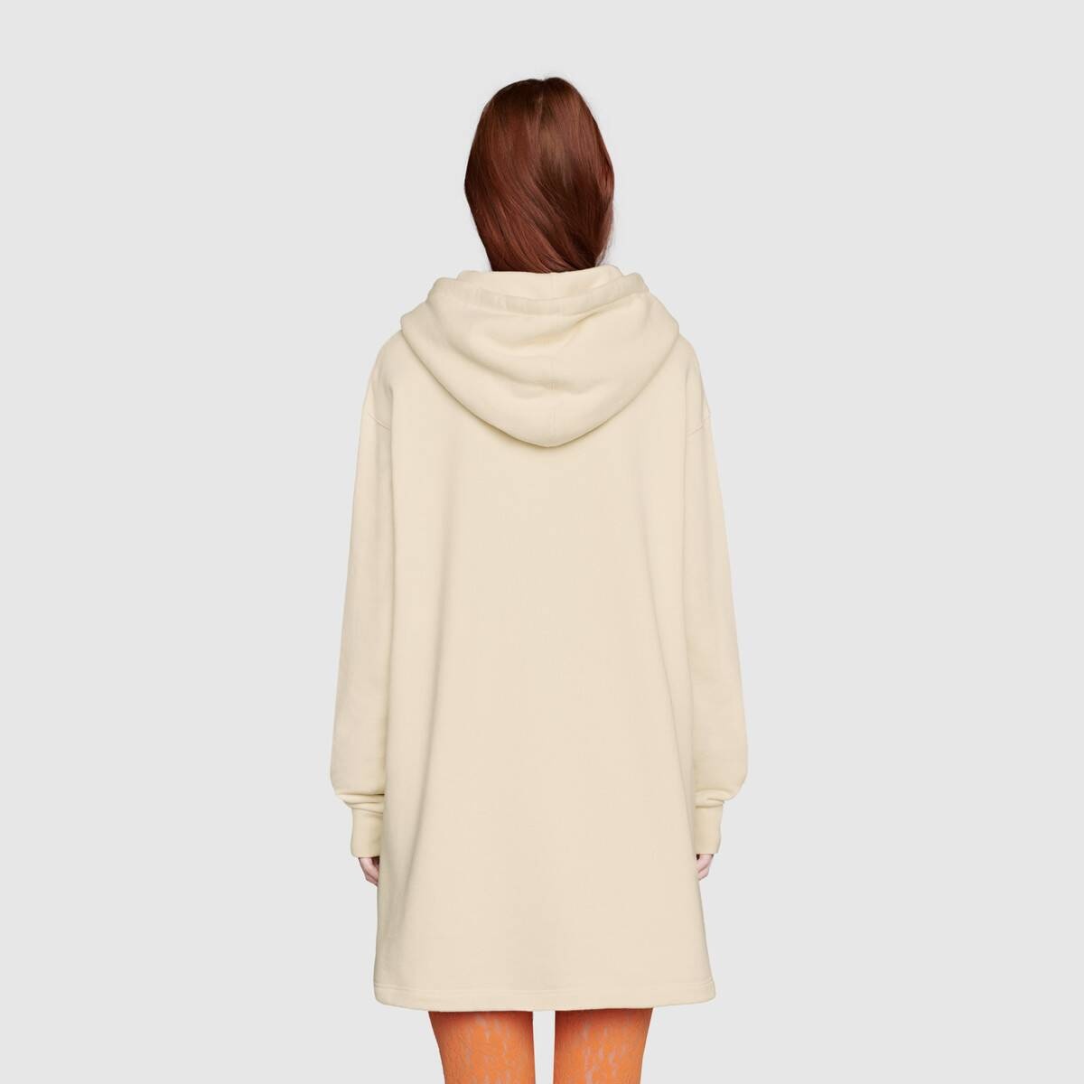 Hooded dress with GG apple print - 4