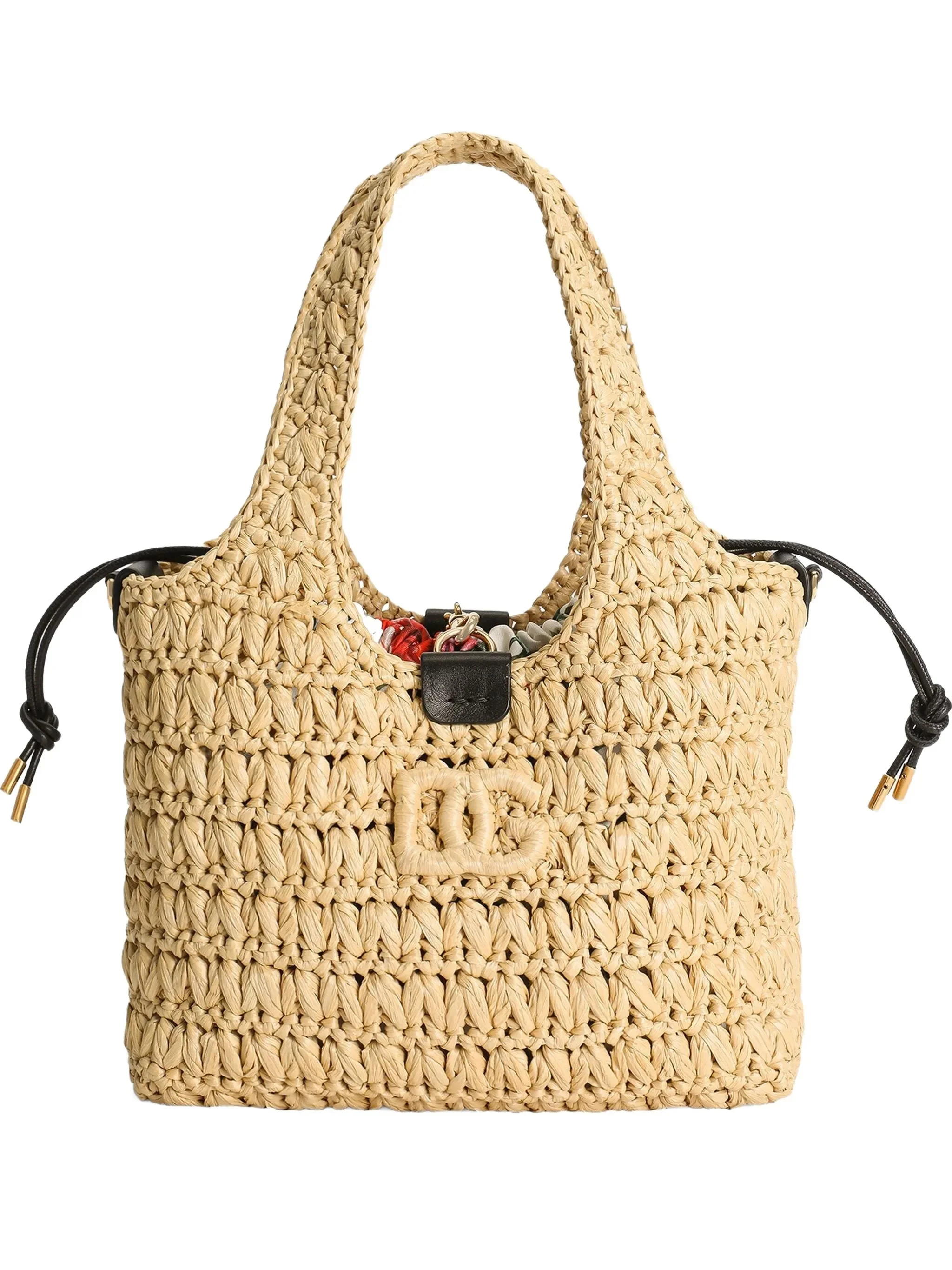 woven-raffia tote bag - 1
