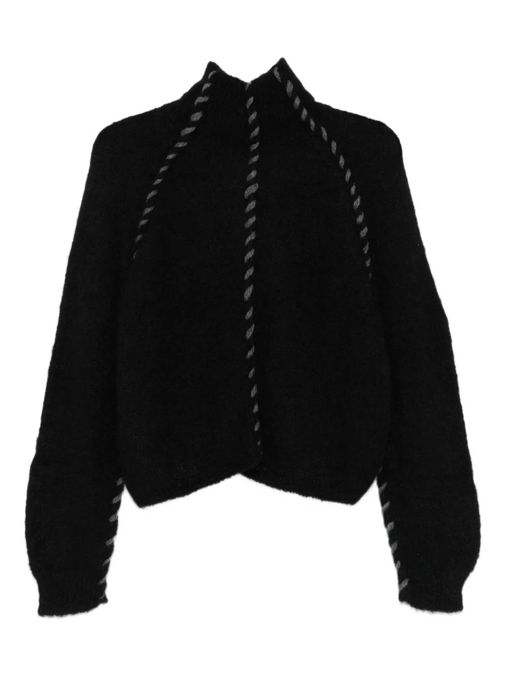 high-neck braided-detail sweater - 1