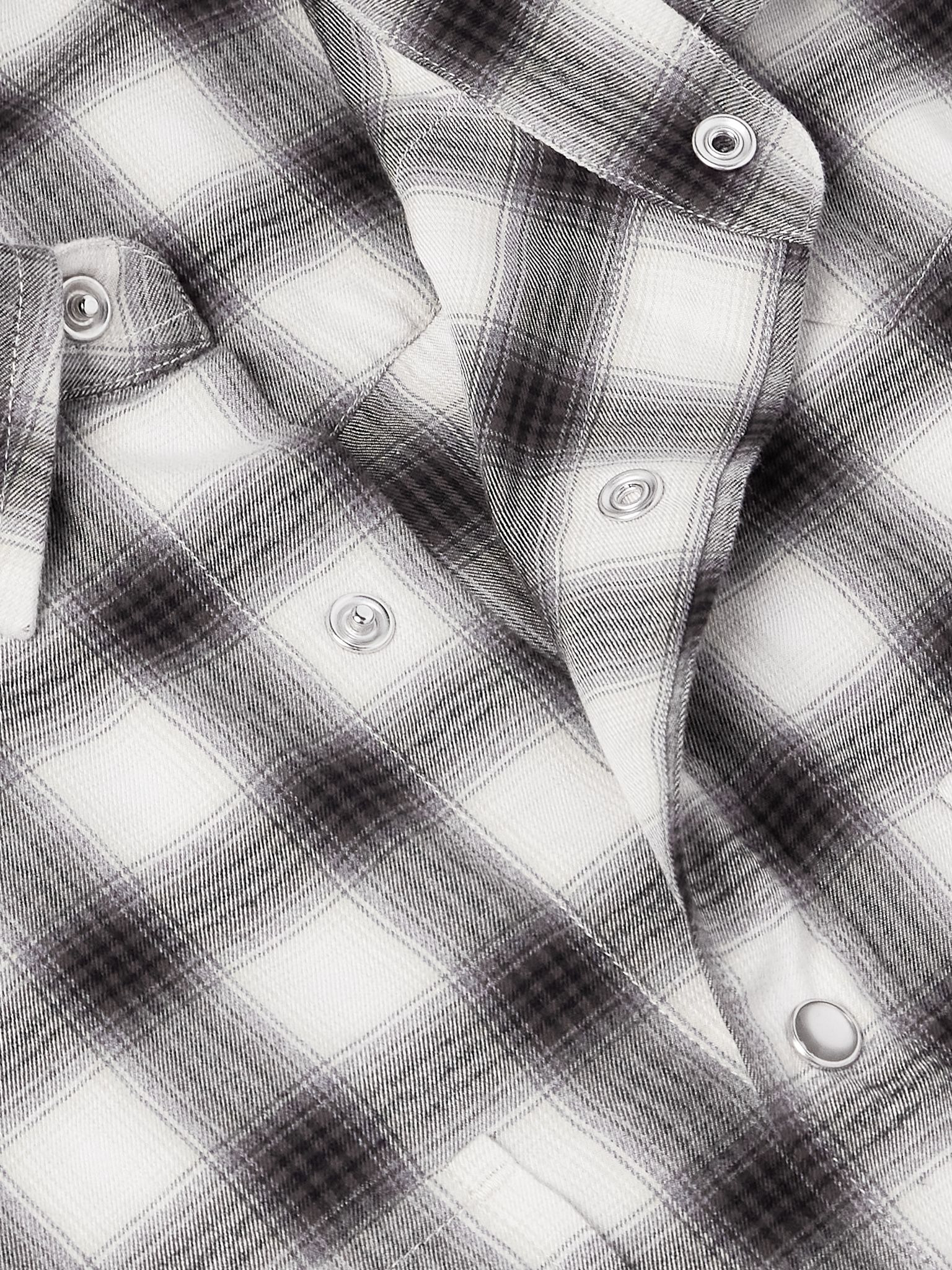 Slim-Fit Checked Cotton-Flannel Shirt Brown - 5