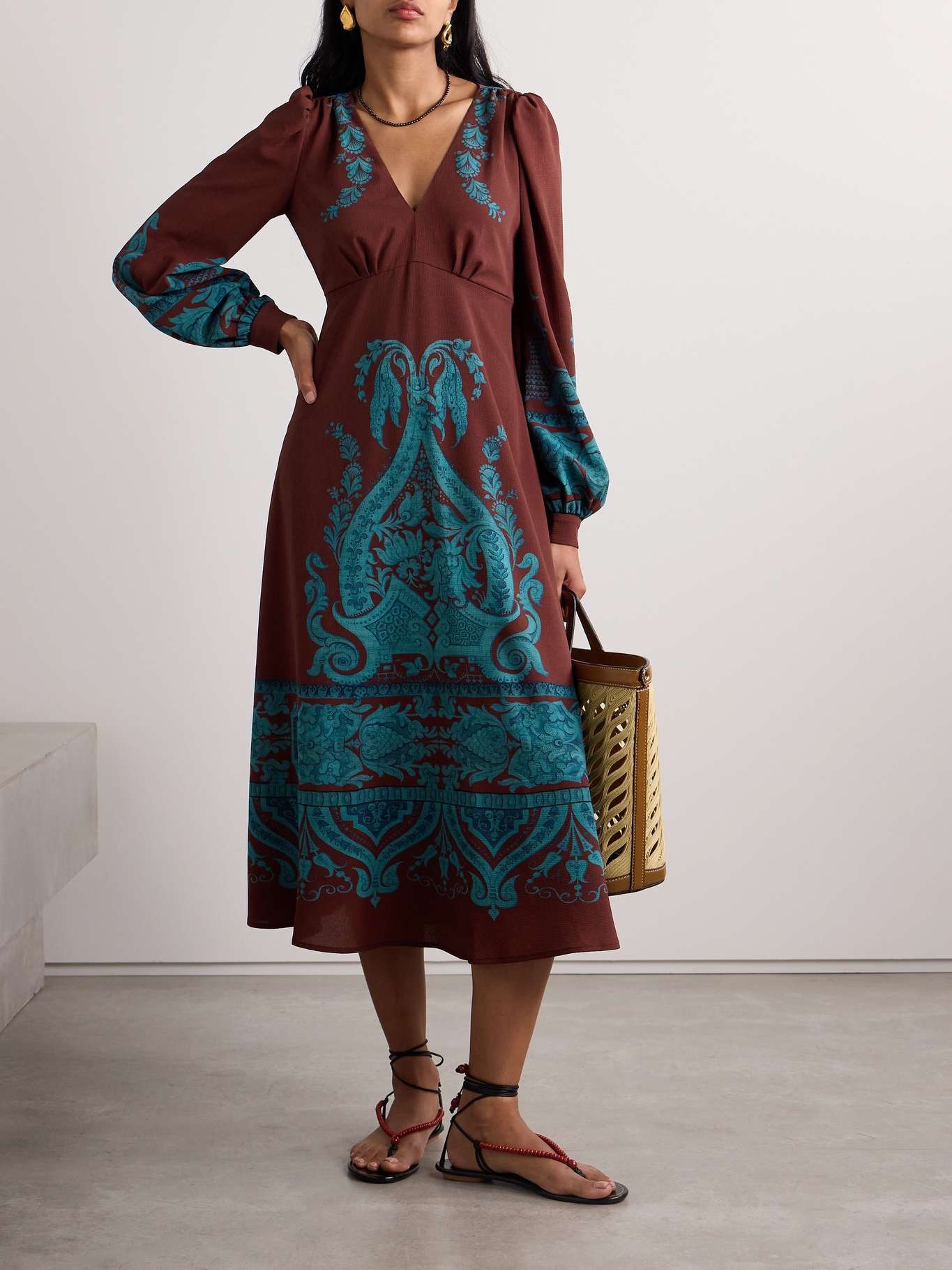 Printed crepe midi dress - 2