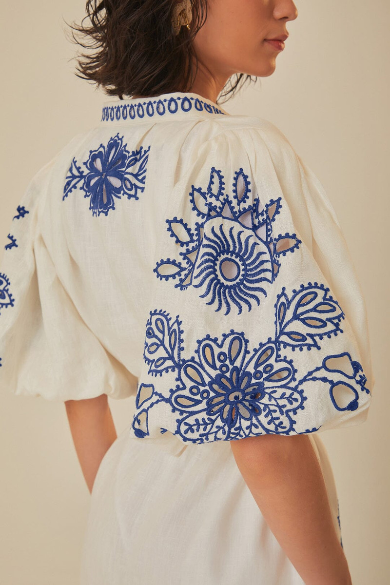 White Richelieu Euroflax™ Premium Linen Mini Dress 5