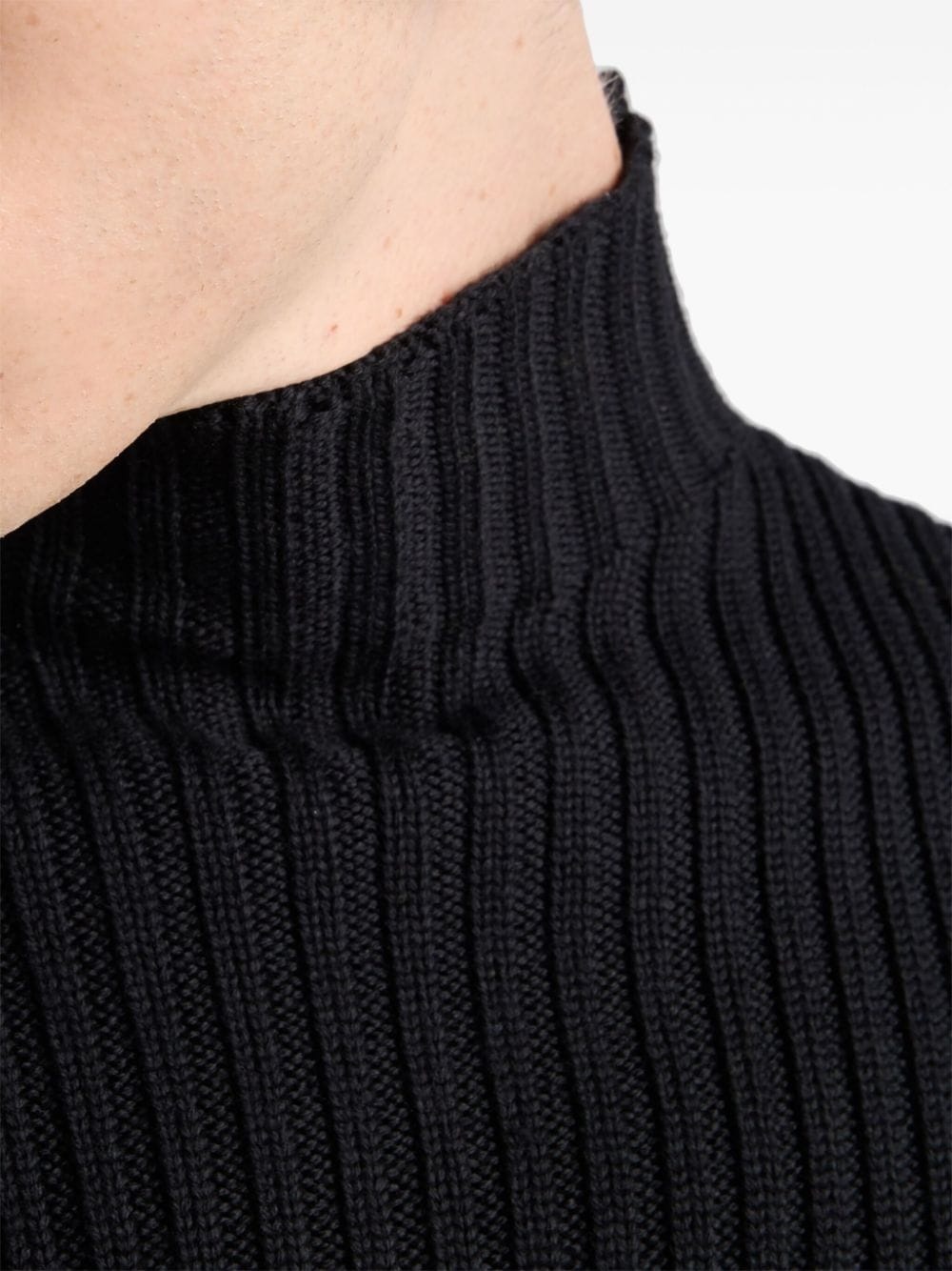 logo-patch ribbed knit wool sweater - 4
