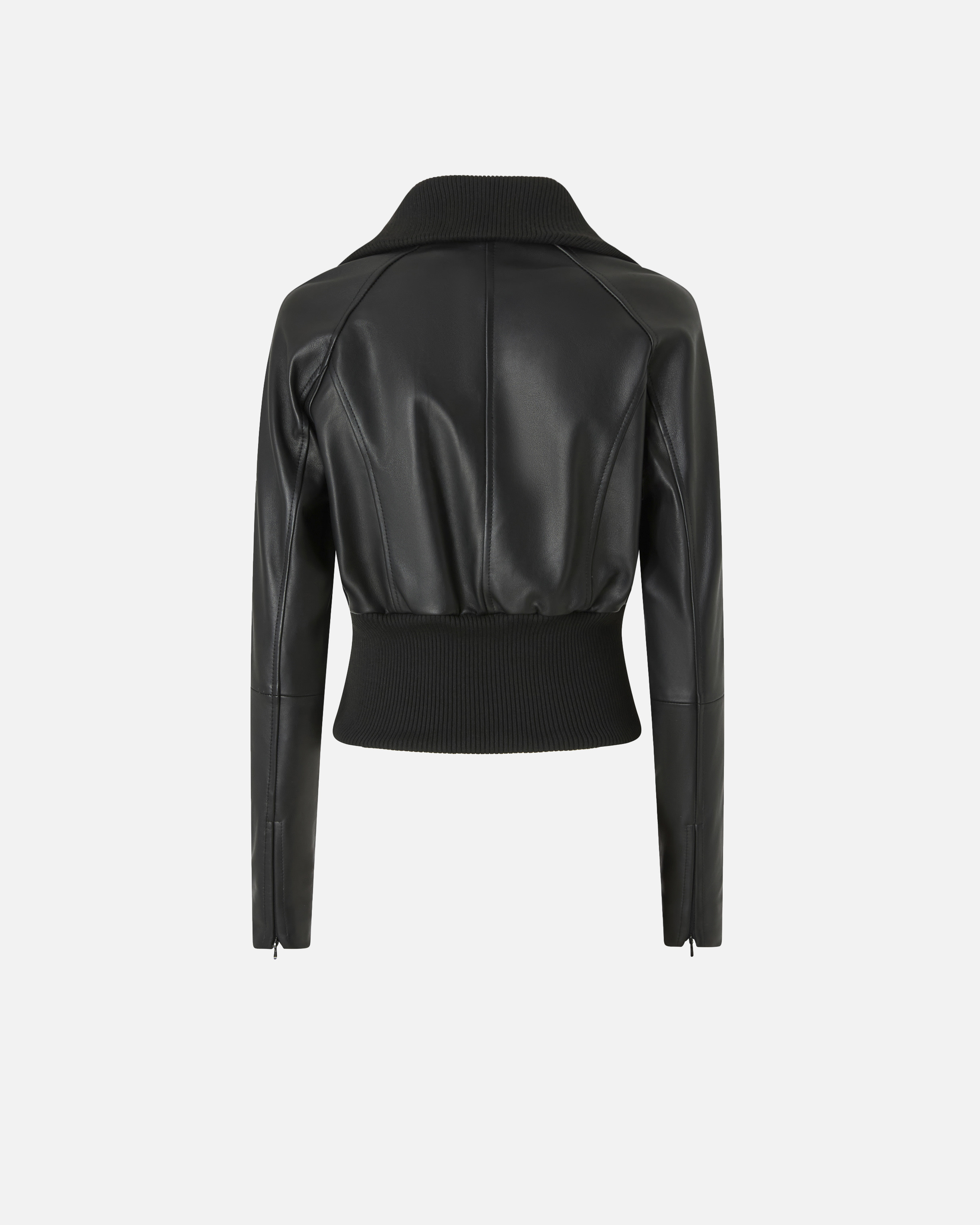 SHORT NAPPA LEATHER AND KNIT JACKET - 6
