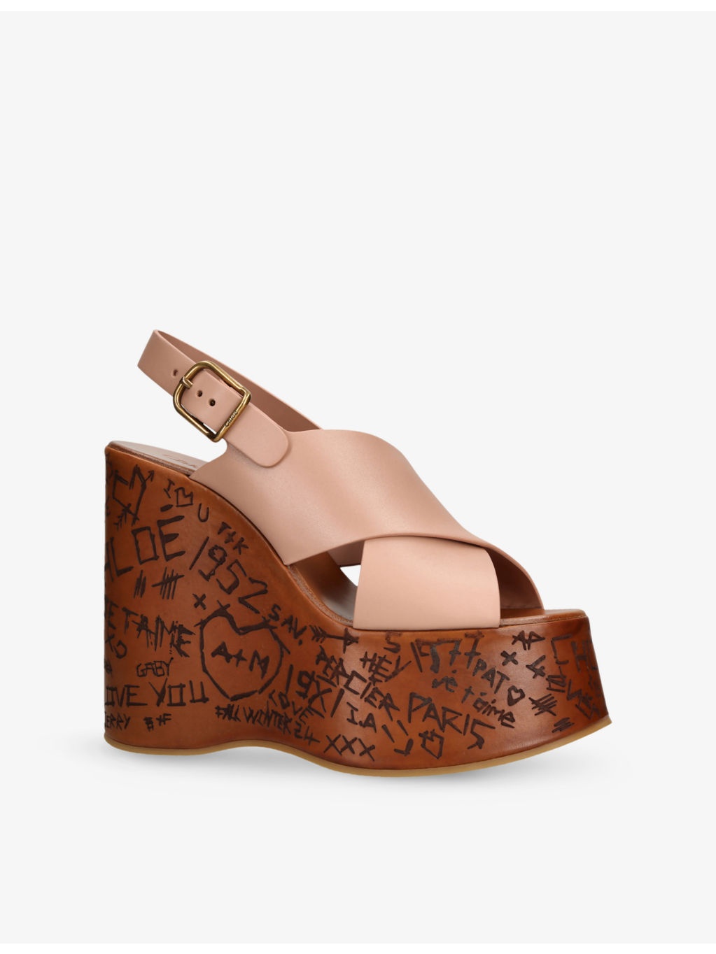Maxime Leather Platform Wedge Sandals - 3