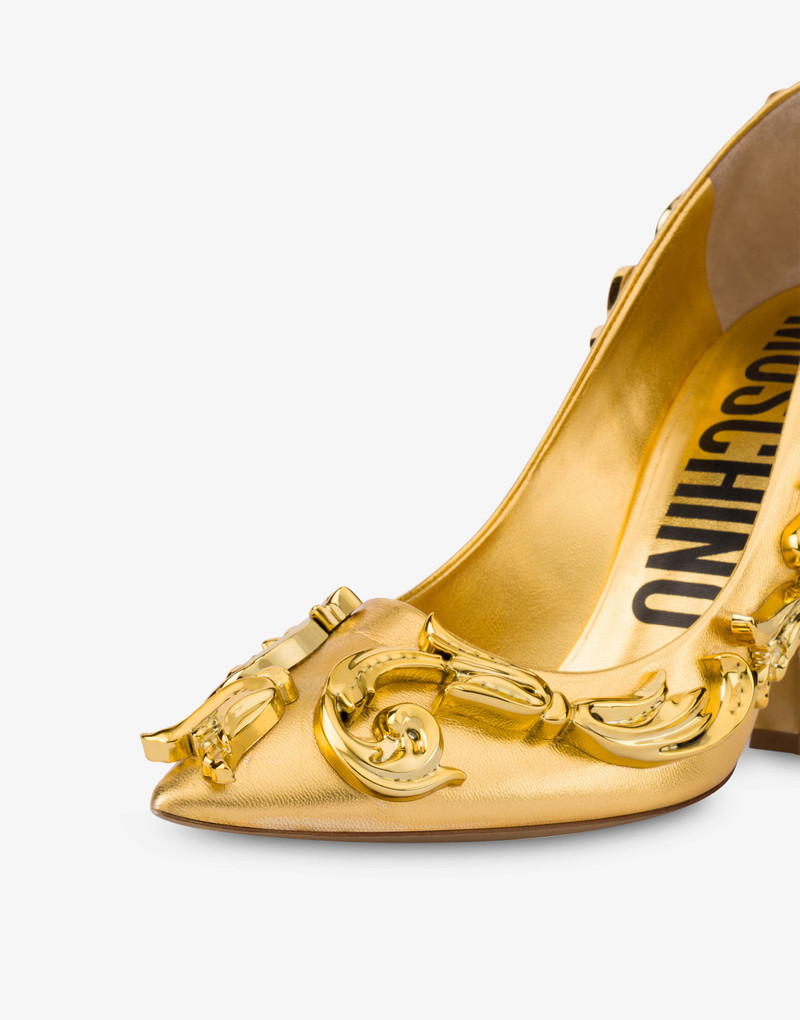 BAROQUE FLOURISH DETAILS LAMINATED COURT SHOES 4