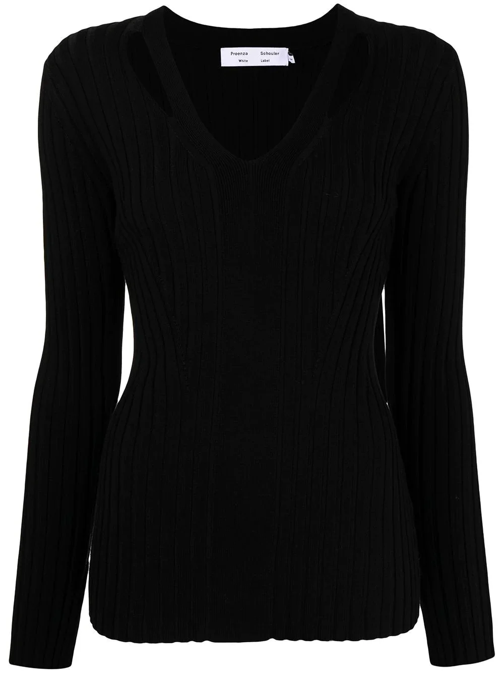 ribbed-knit V-neck jumper - 1