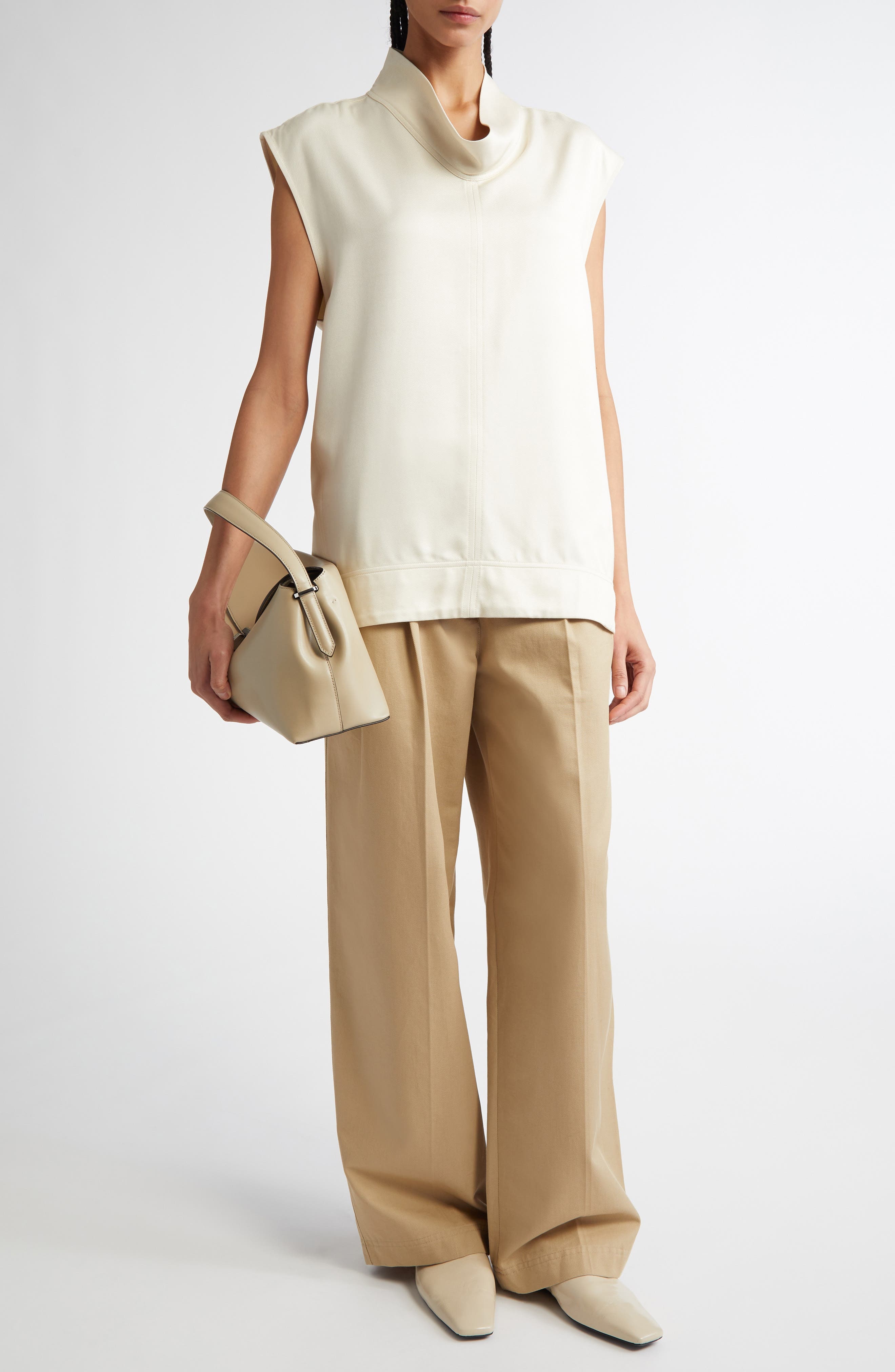 TOTEME Funnel Neck Sleeveless Top in Ecru at Nordstrom - 2