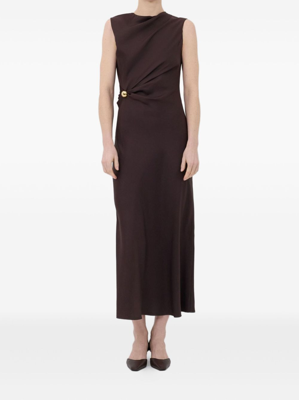 Roan draped metal-ornament midi dress - 2