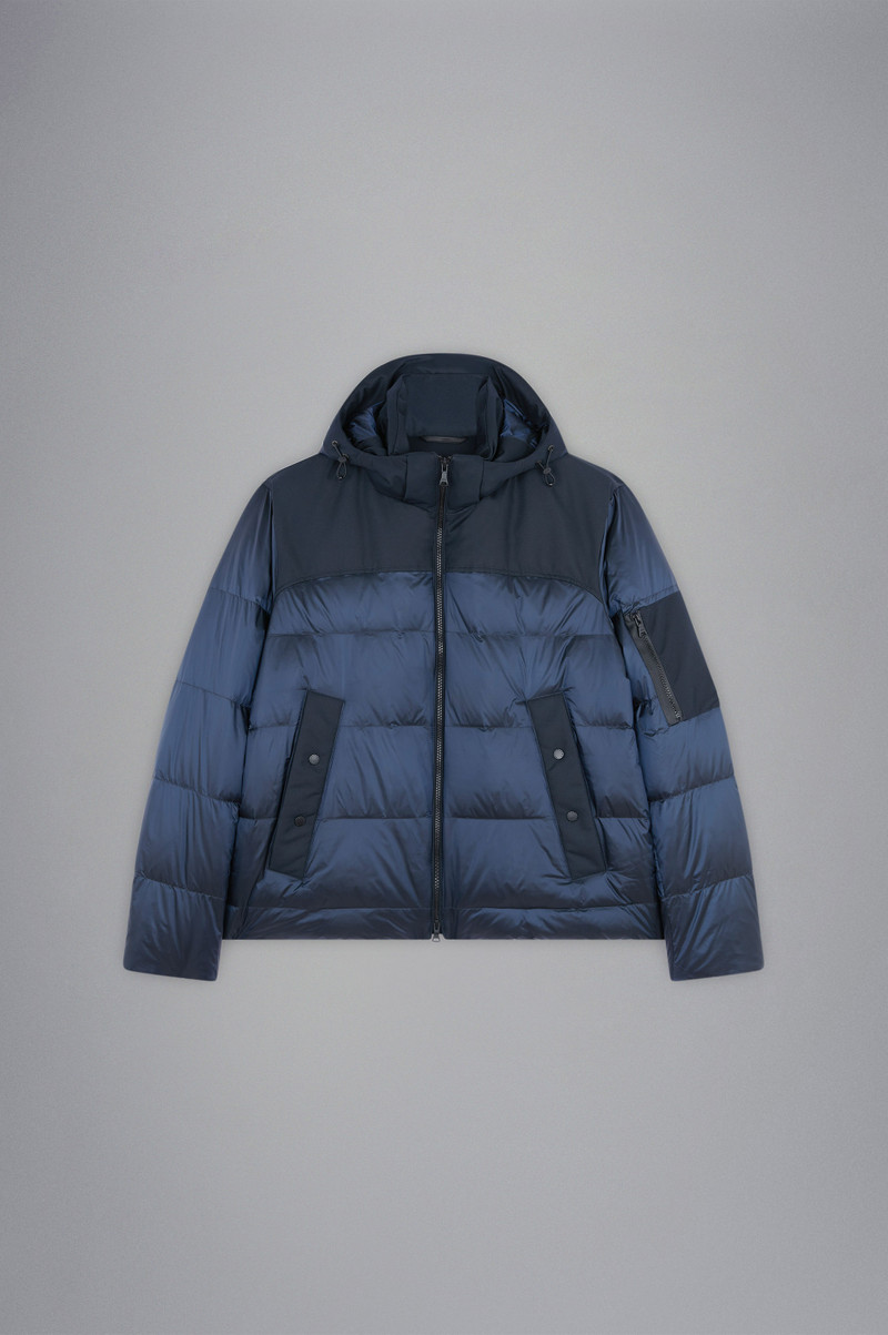 HYBRID DOWN JACKET IN IRIDESCENT NYLON AND TECHNICAL FABRIC 1