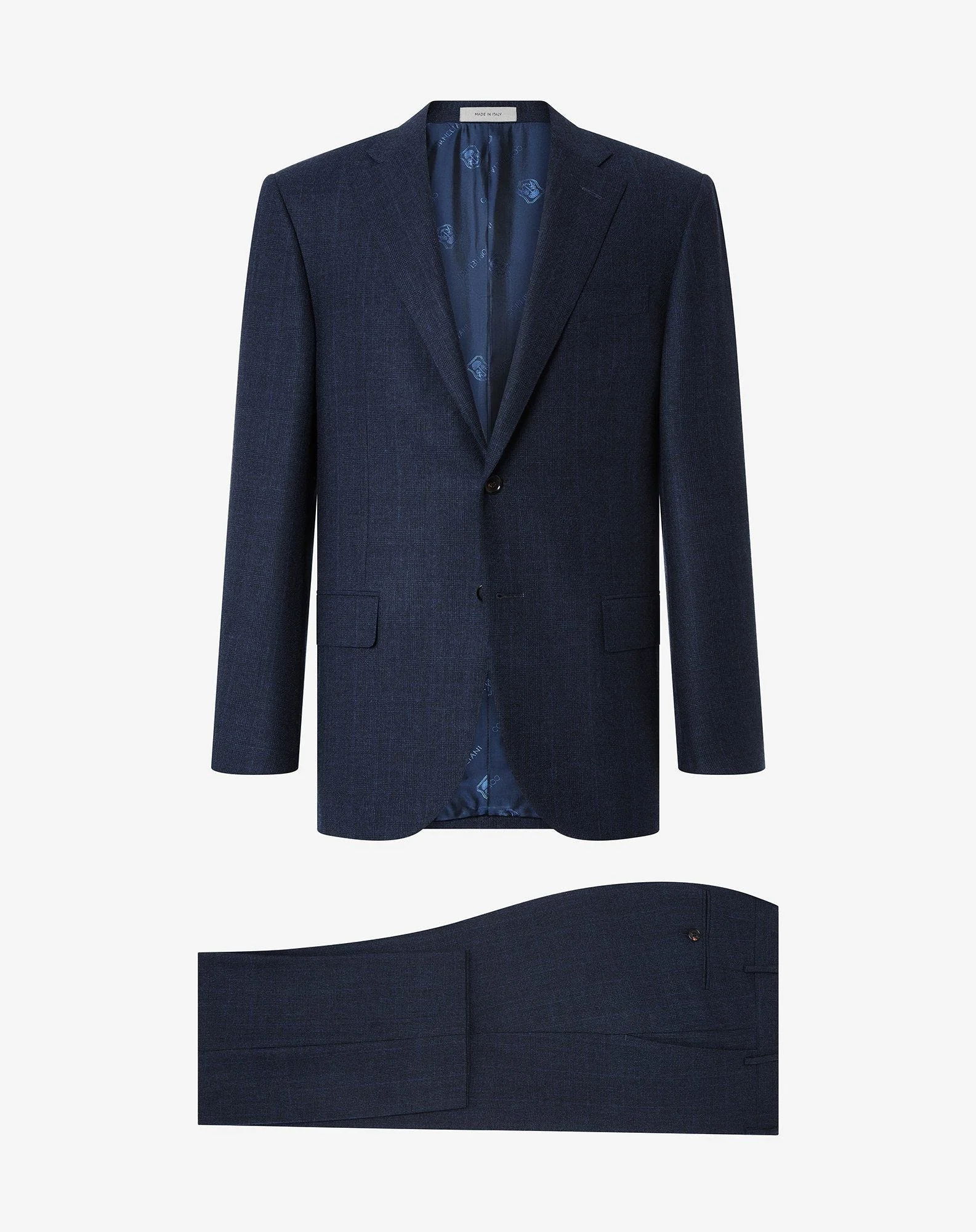 Navy blue wool and cashmere suit - 1