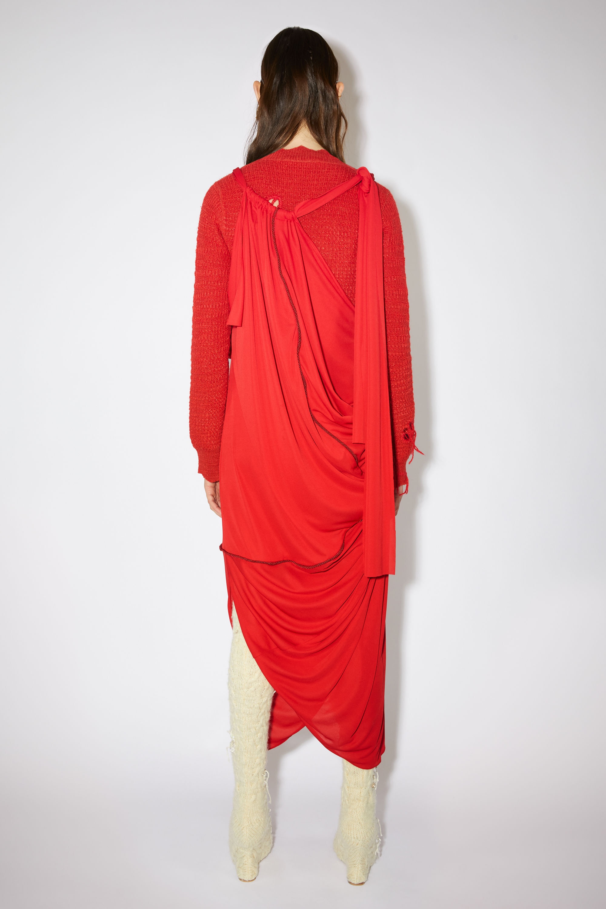 Knotted halterneck dress - Poppy Red - 4