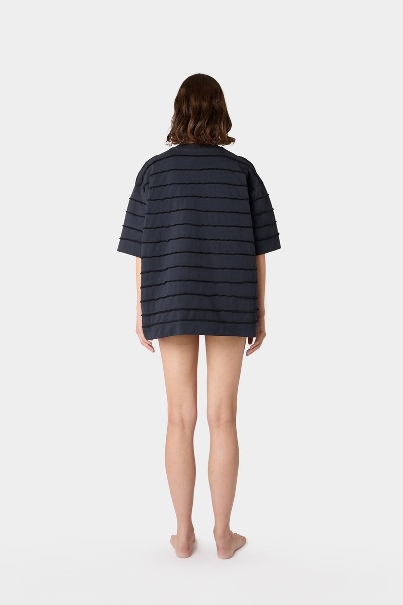 OVER T-SHIRT W/ CUTS / dark blue 7