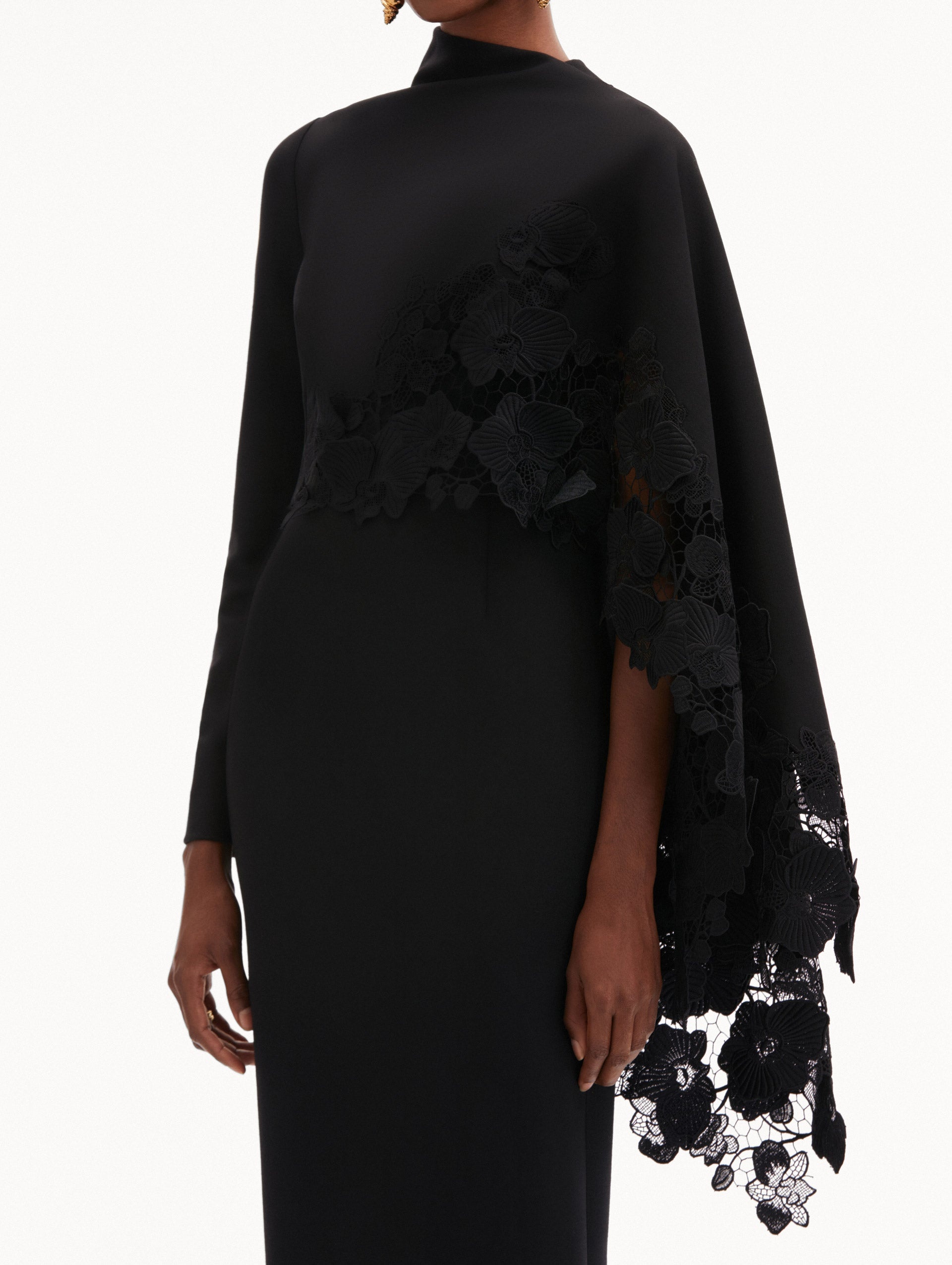 ORCHID GUIPURE CAPE MIDI DRESS - 5