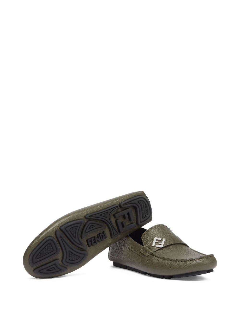 leather FF logo loafers - 2