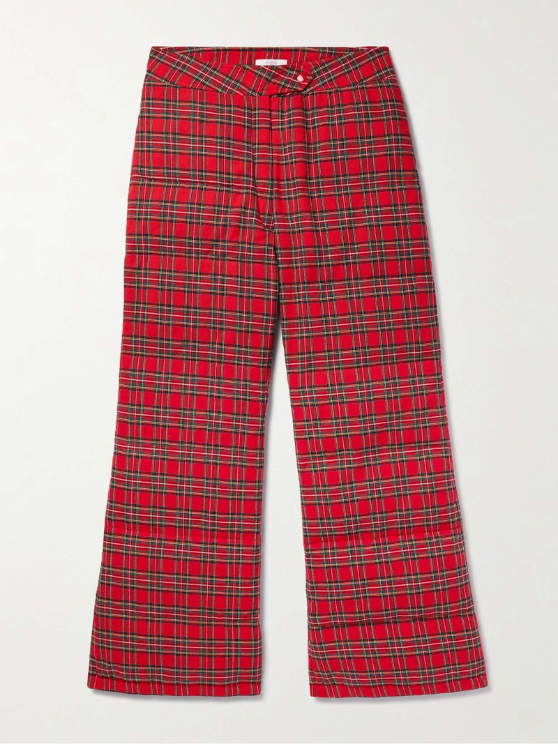 Straight-Leg Checked Cotton-Twill Down Trousers 1