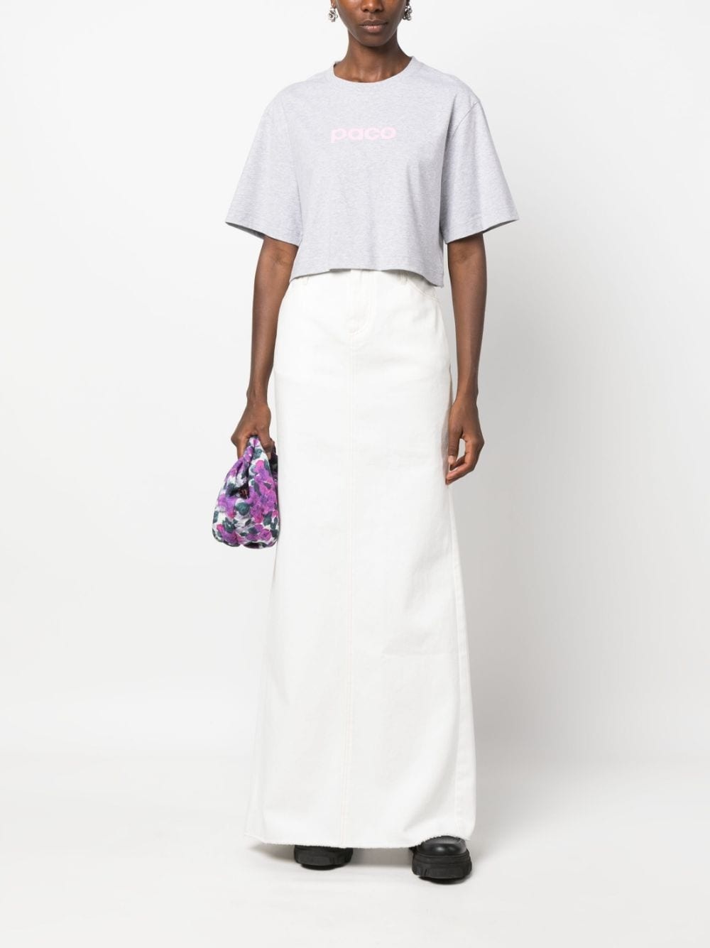 logo-print cropped T-shirt - 2