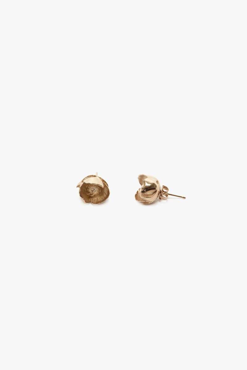 Exclusive Camellia Flower Stud Earrings In Gold 4