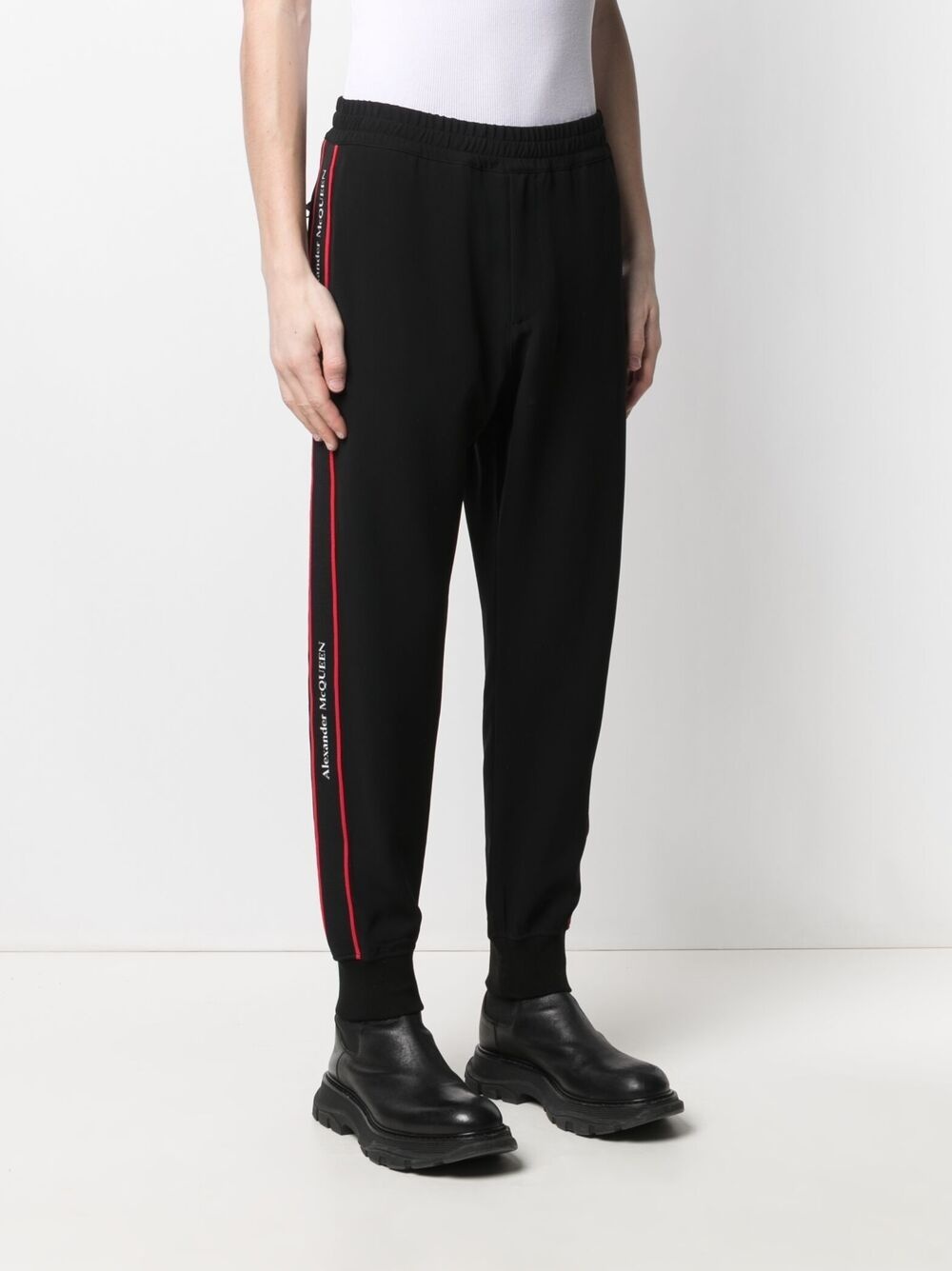 knitted logo tape track pants - 3