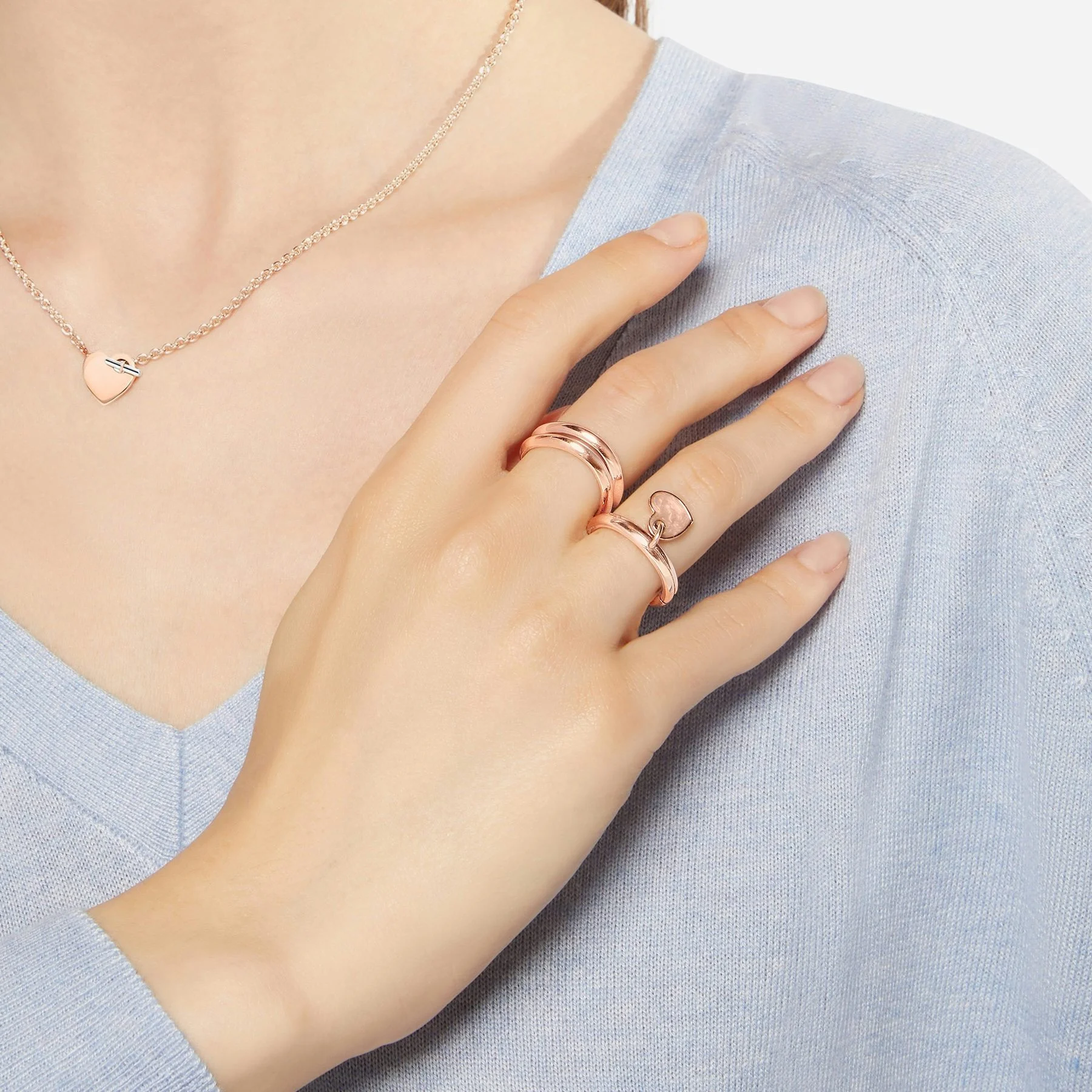 ROSE GOLD & ENAMEL HEART CHARM - 1