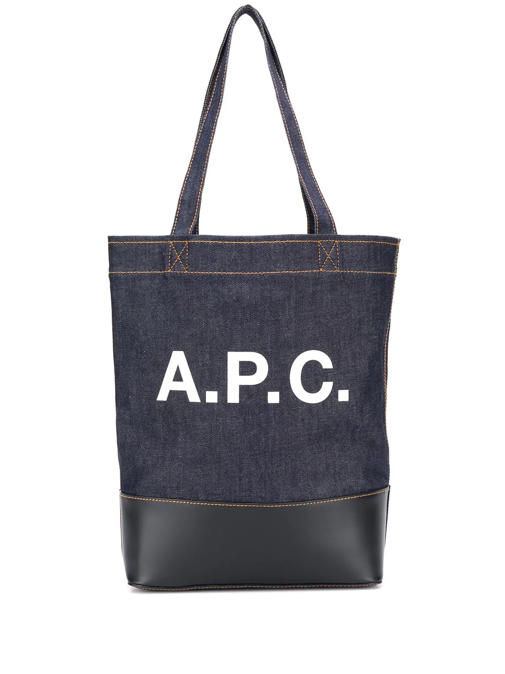 logo print denim tote - 1