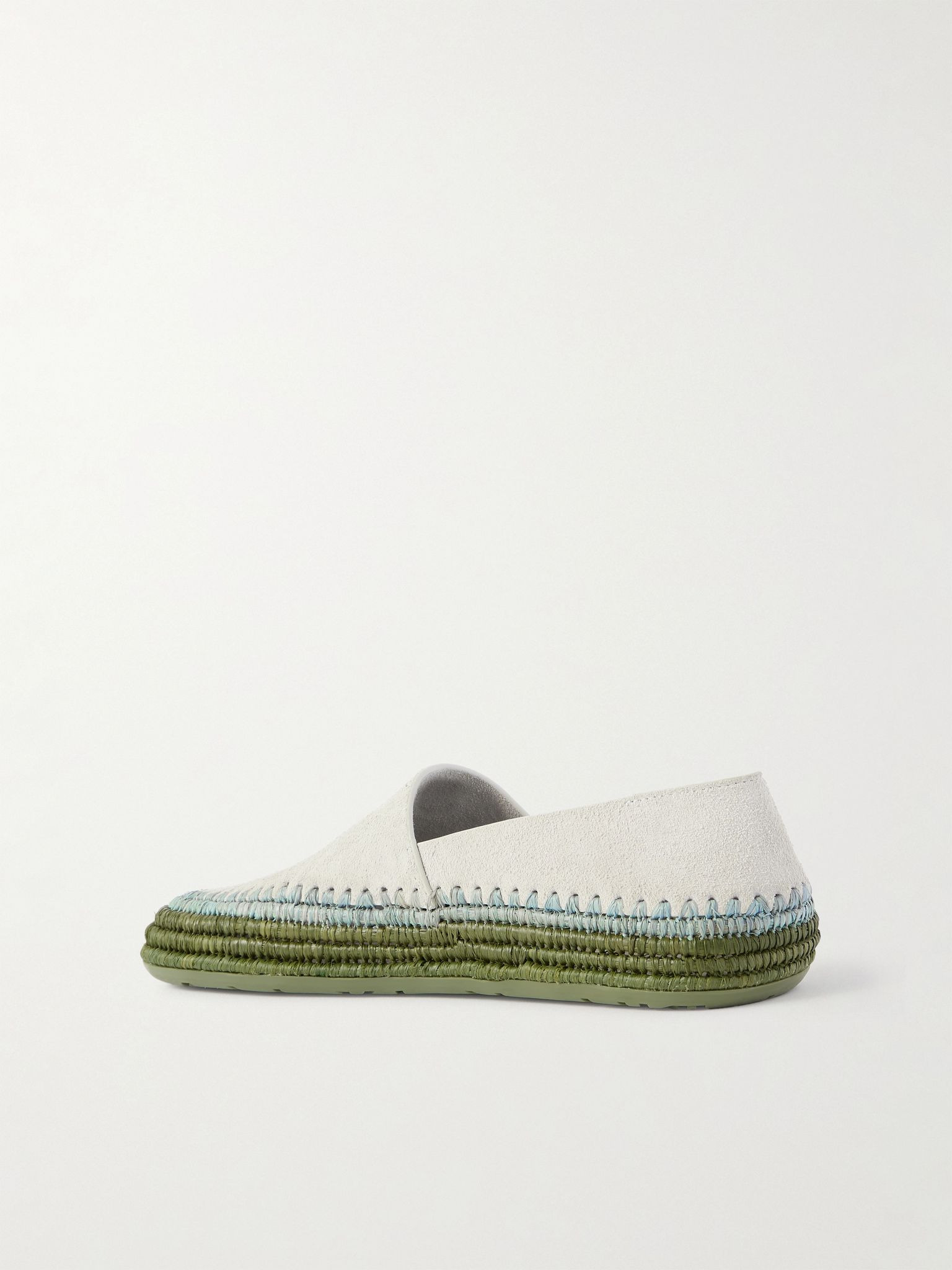 + Paula's Ibiza Rio raffia-trimmed suede espadrilles Light gray - 3